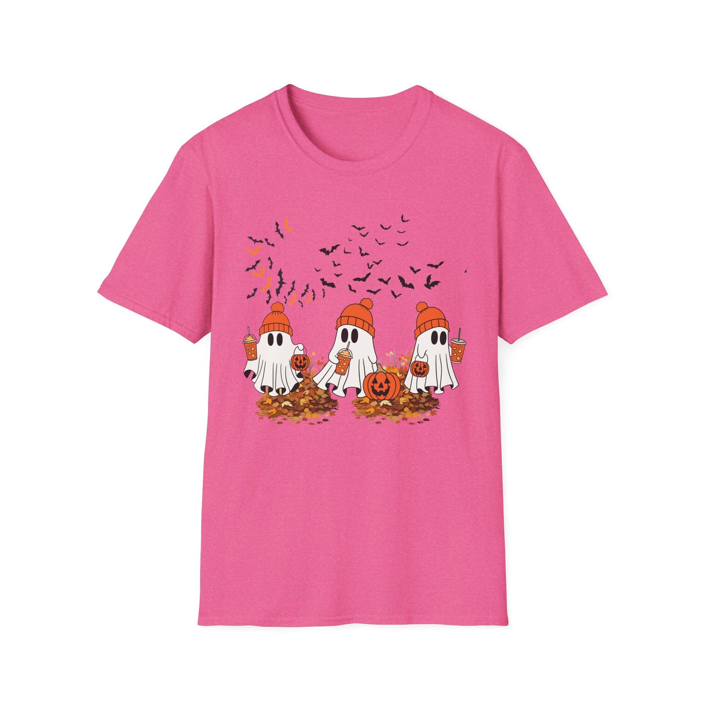 Cute Halloween Ghosts T-Shirt — Pumpkin Patch & Bats Fall Tee