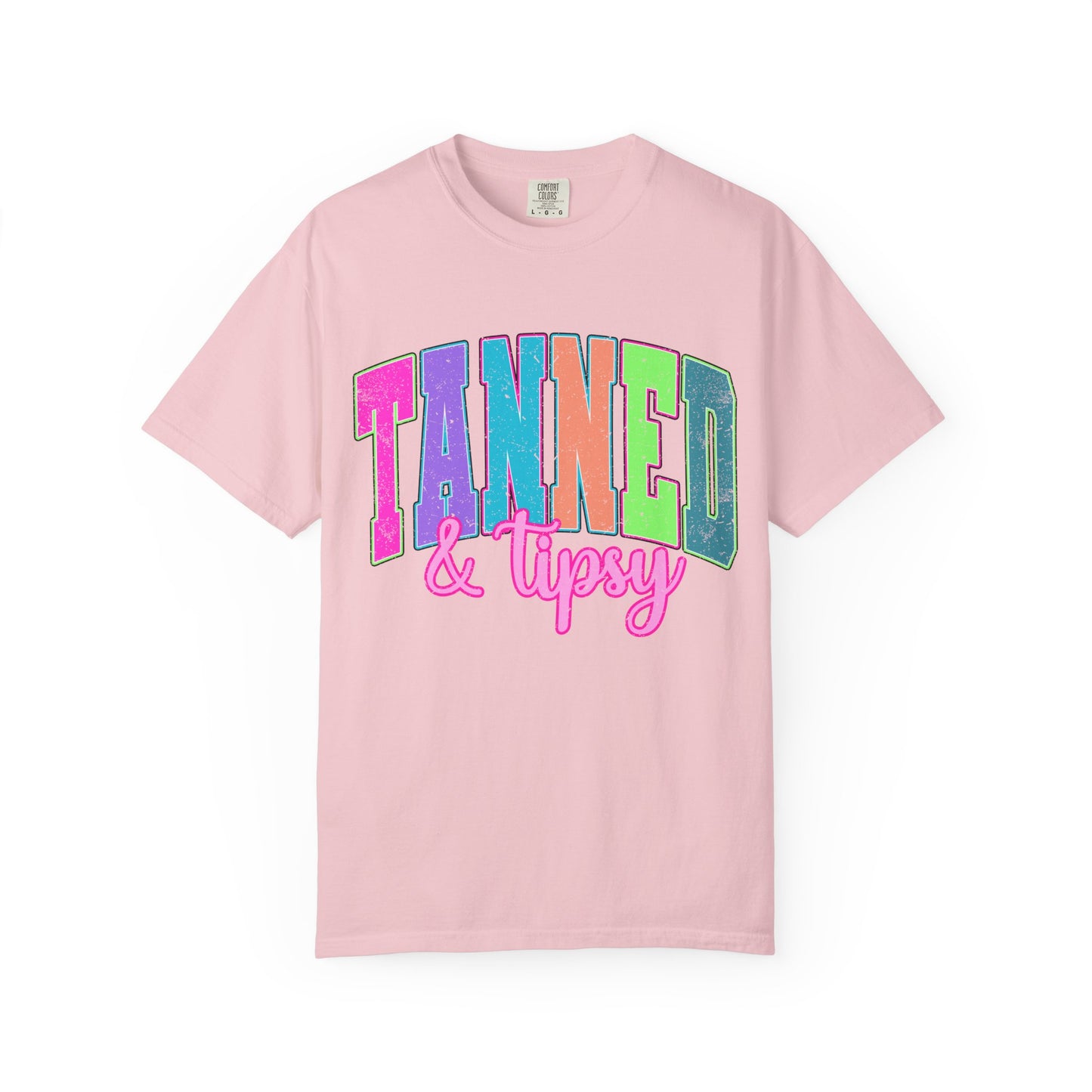 "Tanned & Tipsy" Colorful Beach Graphic Tee