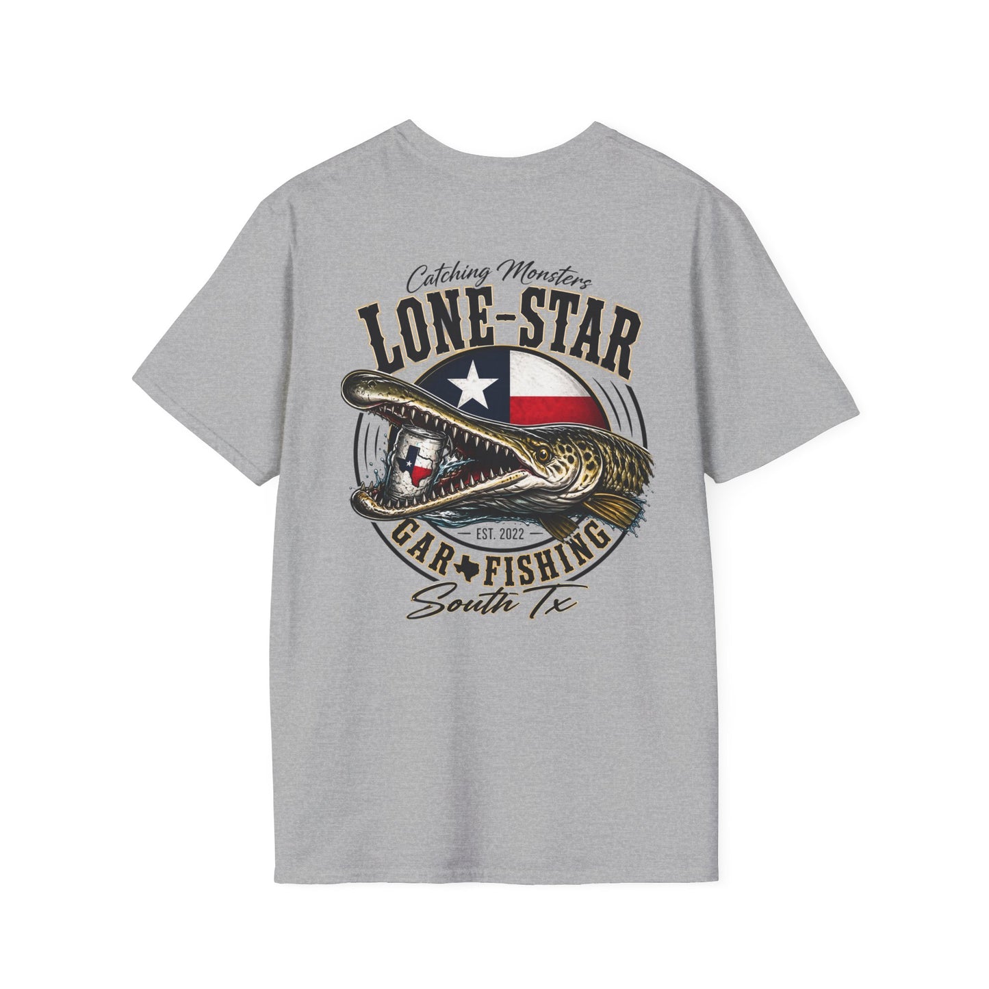 Lone-Star Fishing T-Shirt — "Catching Monster" Texas Flag Bass Shirt
