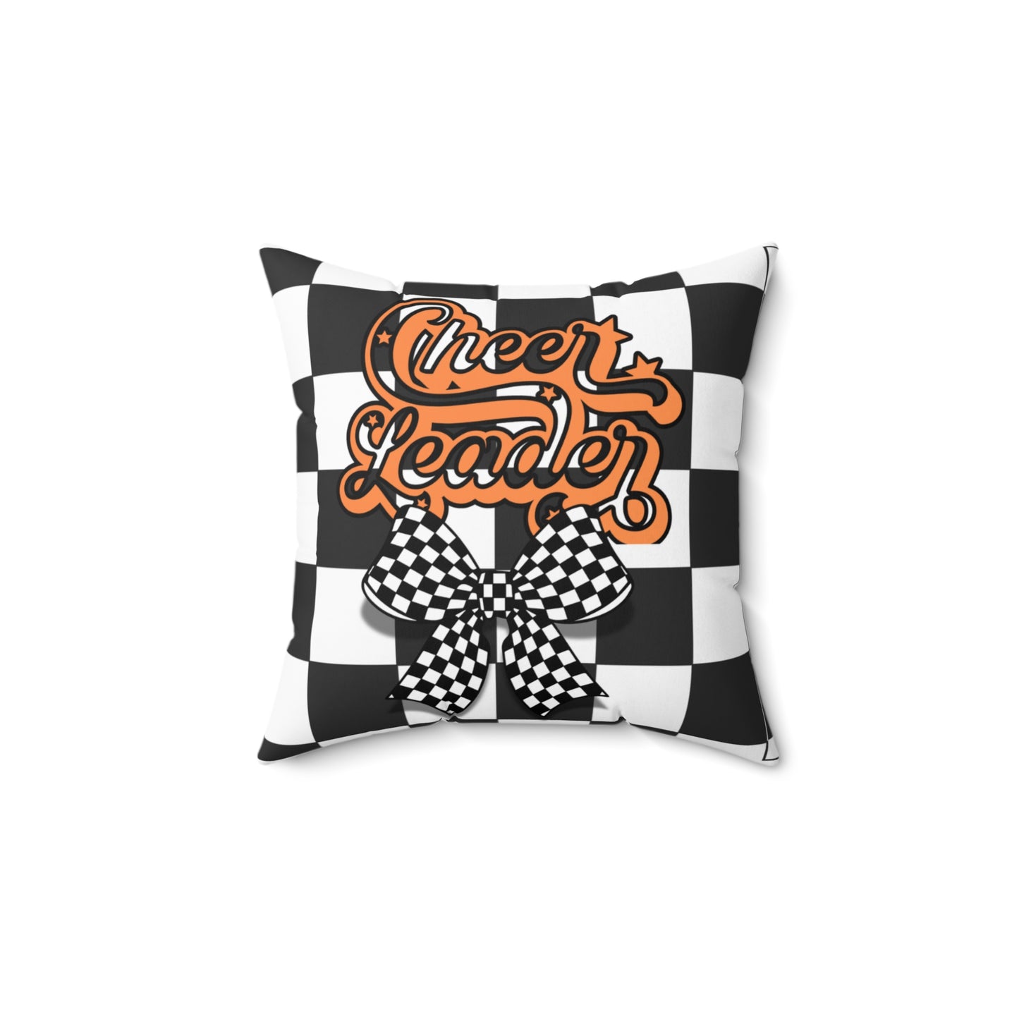 Cheerleader Checkerboard Pillow — Black & White Bow Decorative Throw Pillow