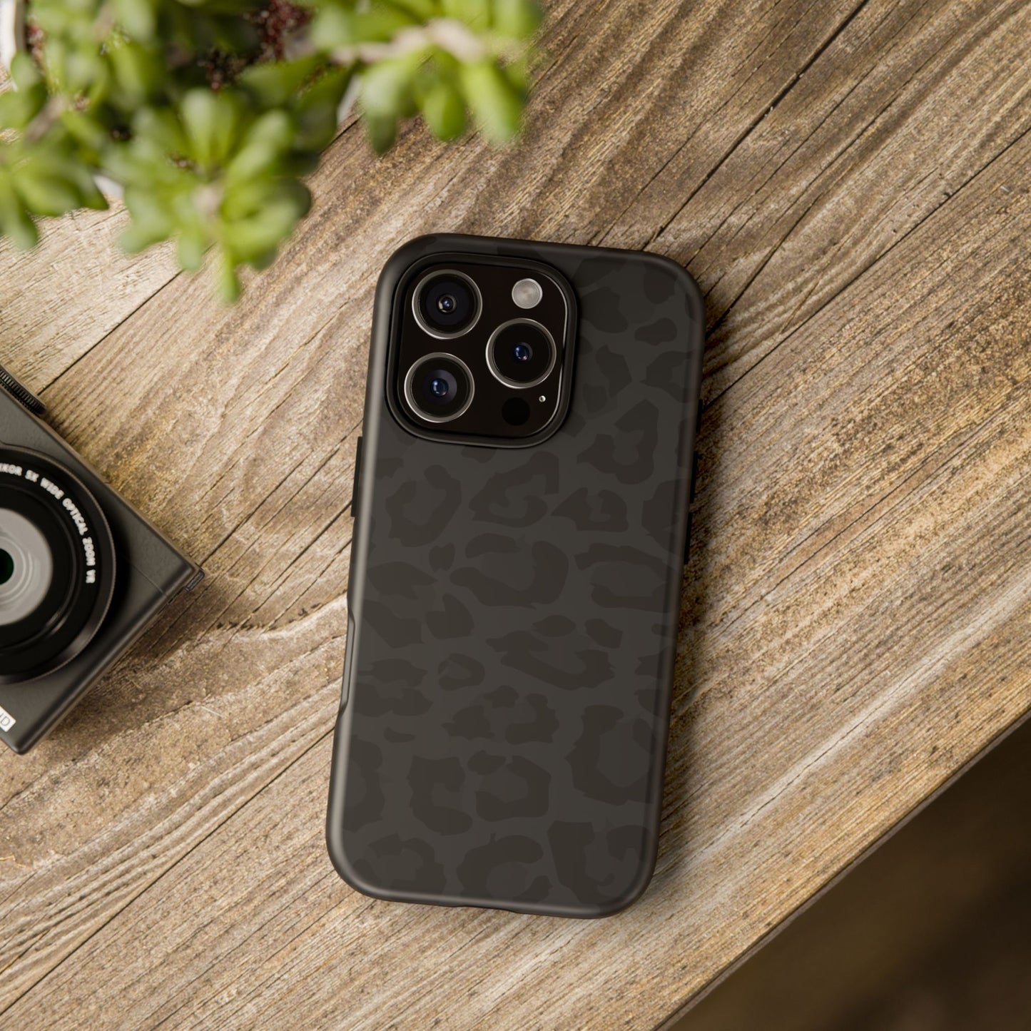 Black Leopard Print Tough Phone Case