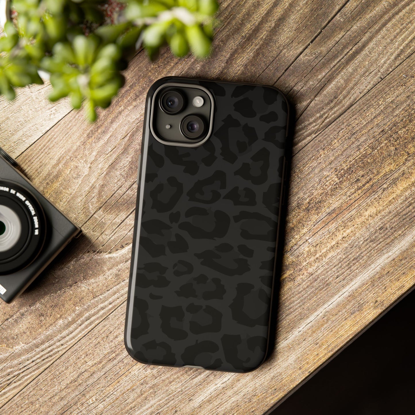 Black Leopard Print Tough Phone Case