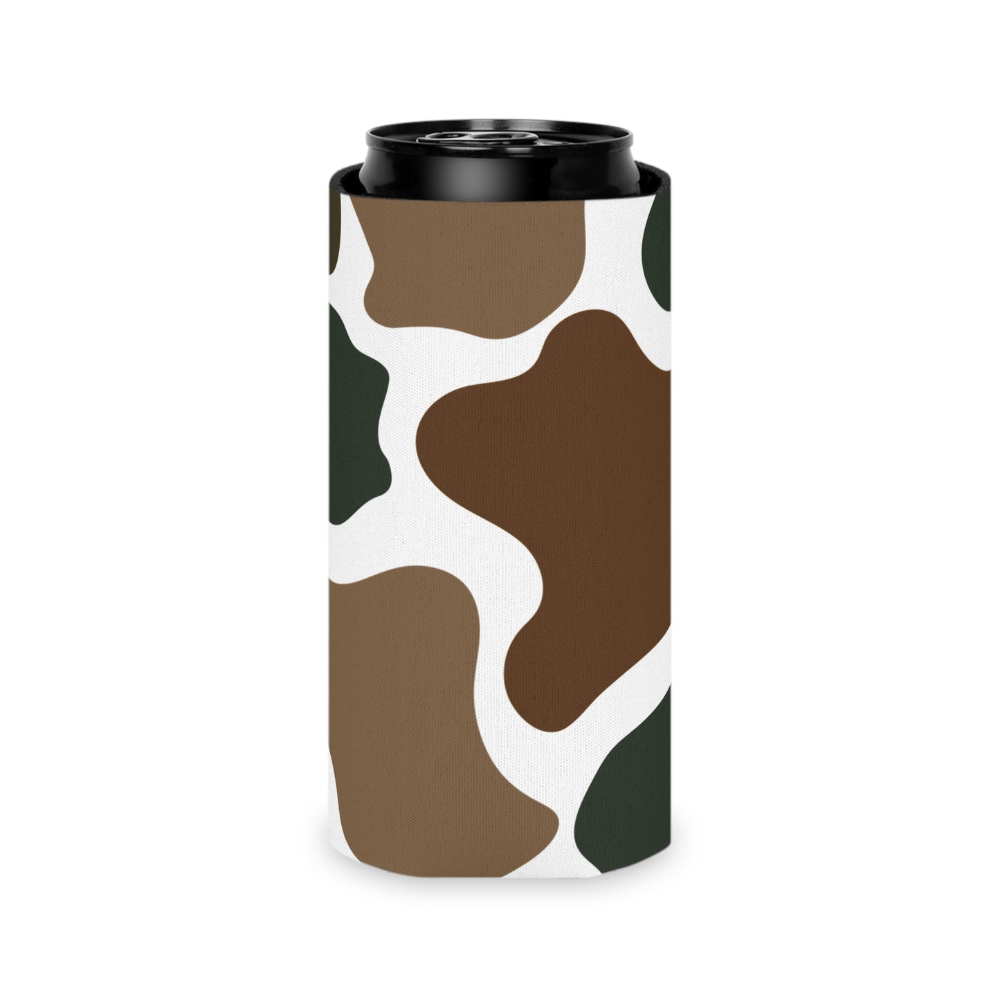 Camouflage Pattern Can Cooler – Brown Green Camo Beer Koozie