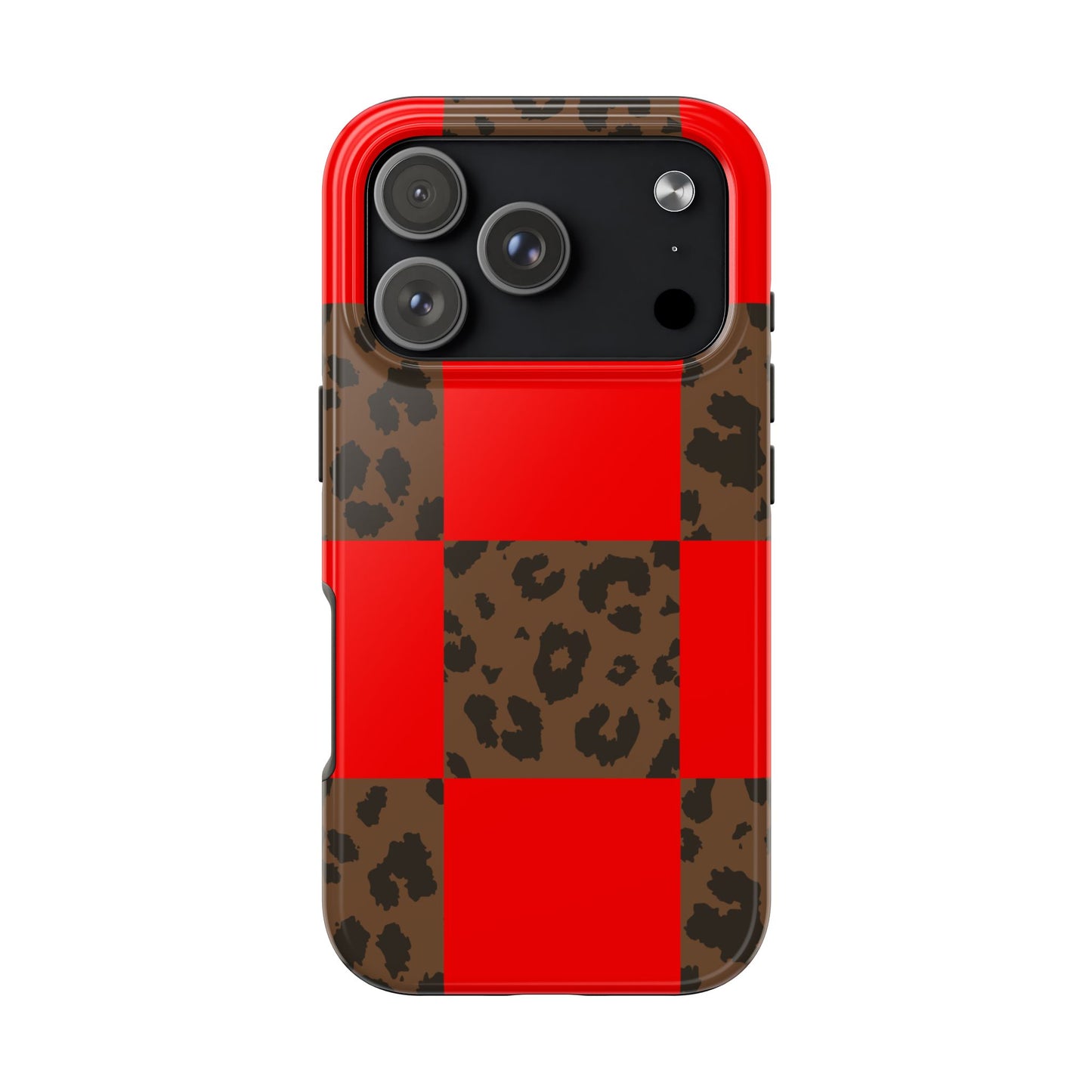 Red Buffalo Plaid Leopard Tough Phone Case