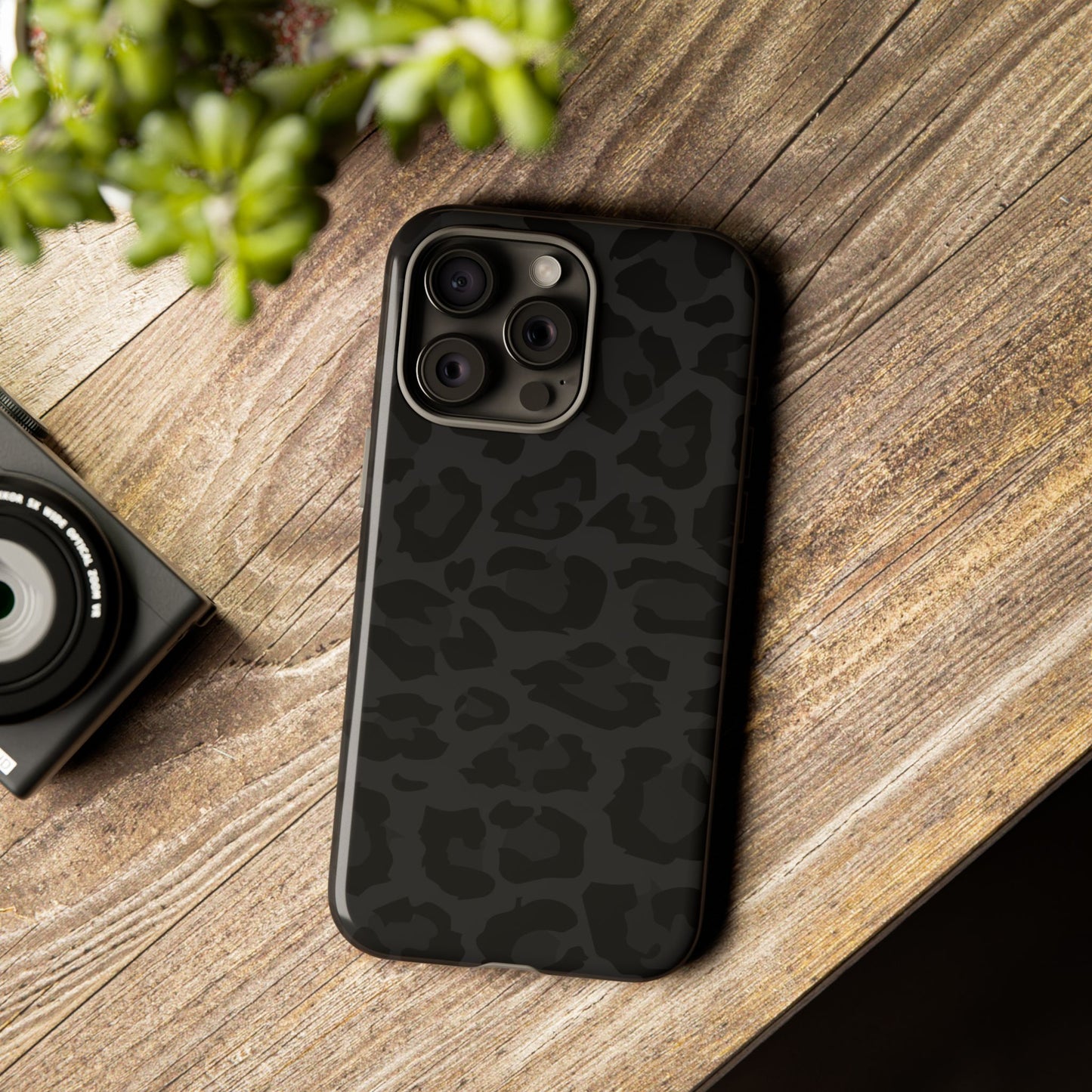 Black Leopard Print Tough Phone Case