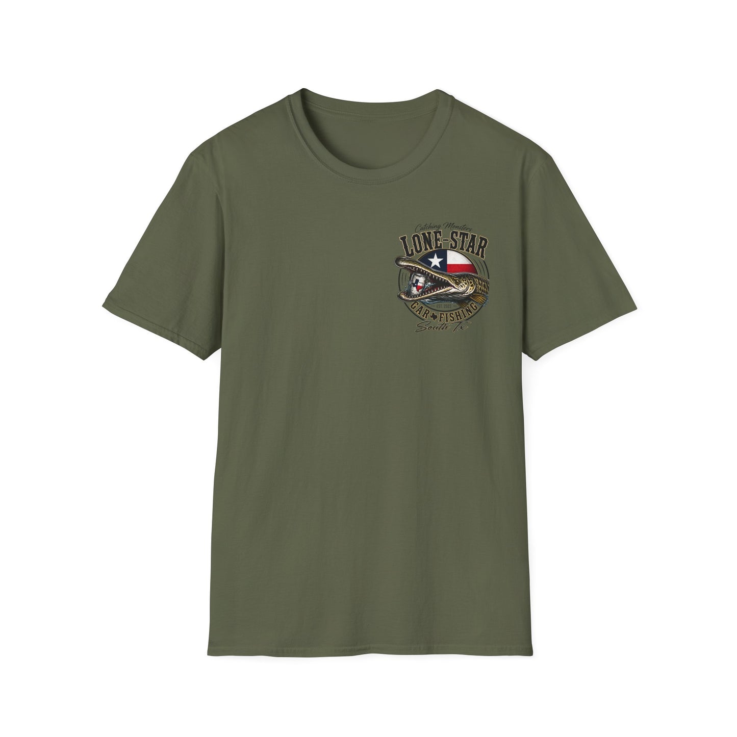 Lone-Star Fishing T-Shirt — "Catching Monster" Texas Flag Bass Shirt