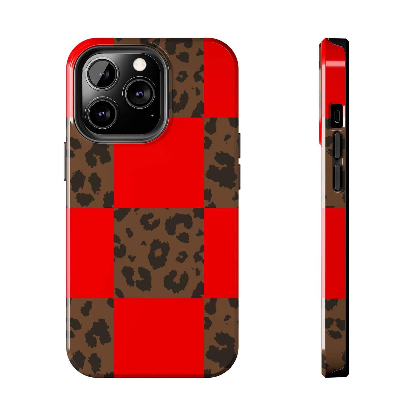 Red Buffalo Plaid Leopard Tough Phone Case