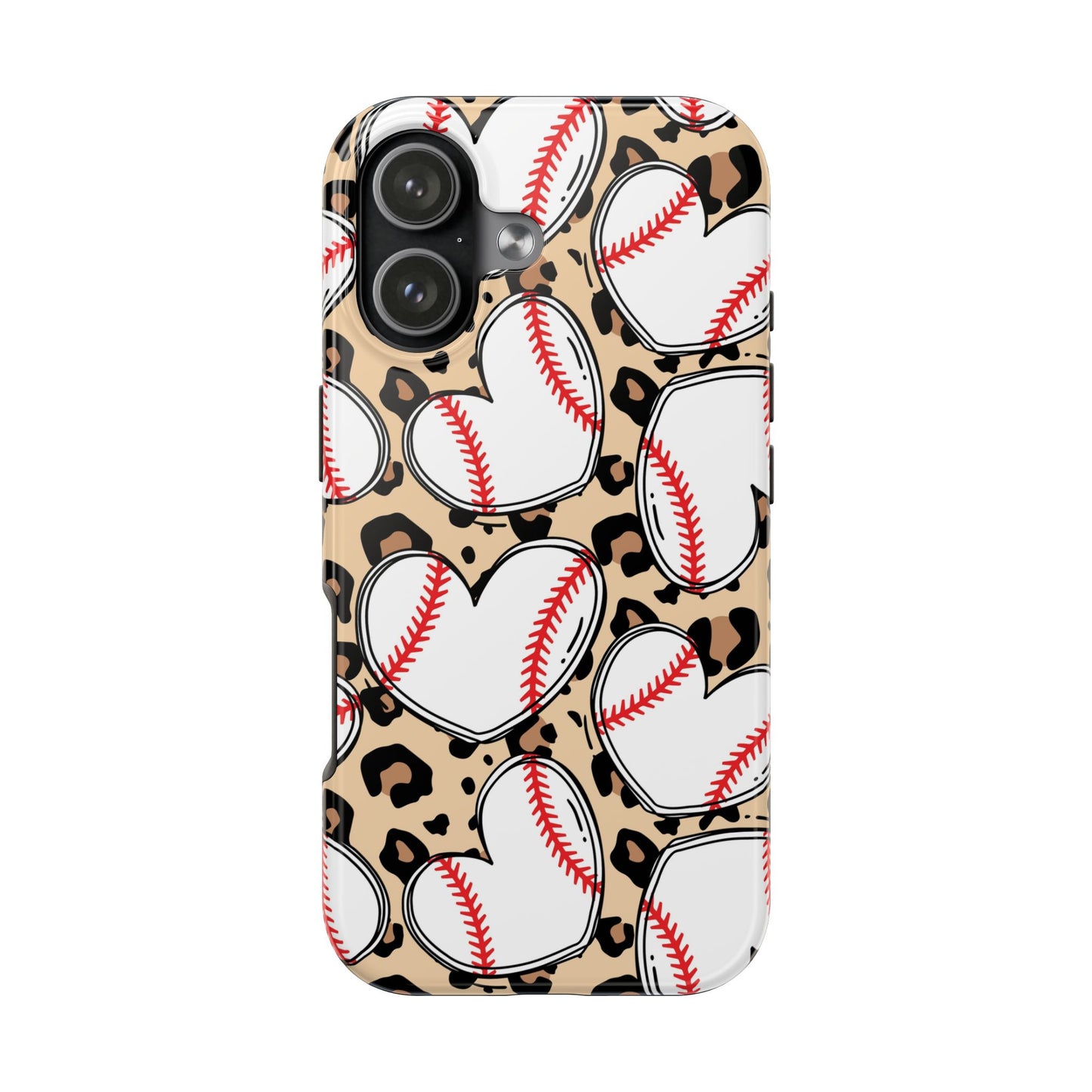 Leopard Baseball Heart Tough Phone Case