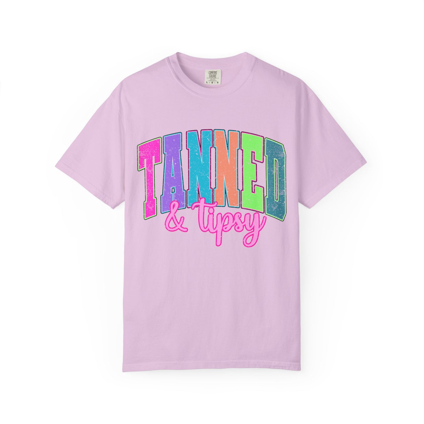 "Tanned & Tipsy" Colorful Beach Graphic Tee