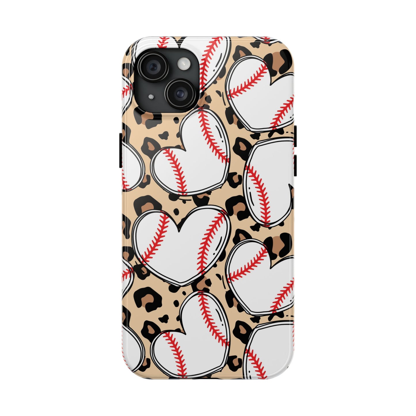 Leopard Baseball Heart Tough Phone Case