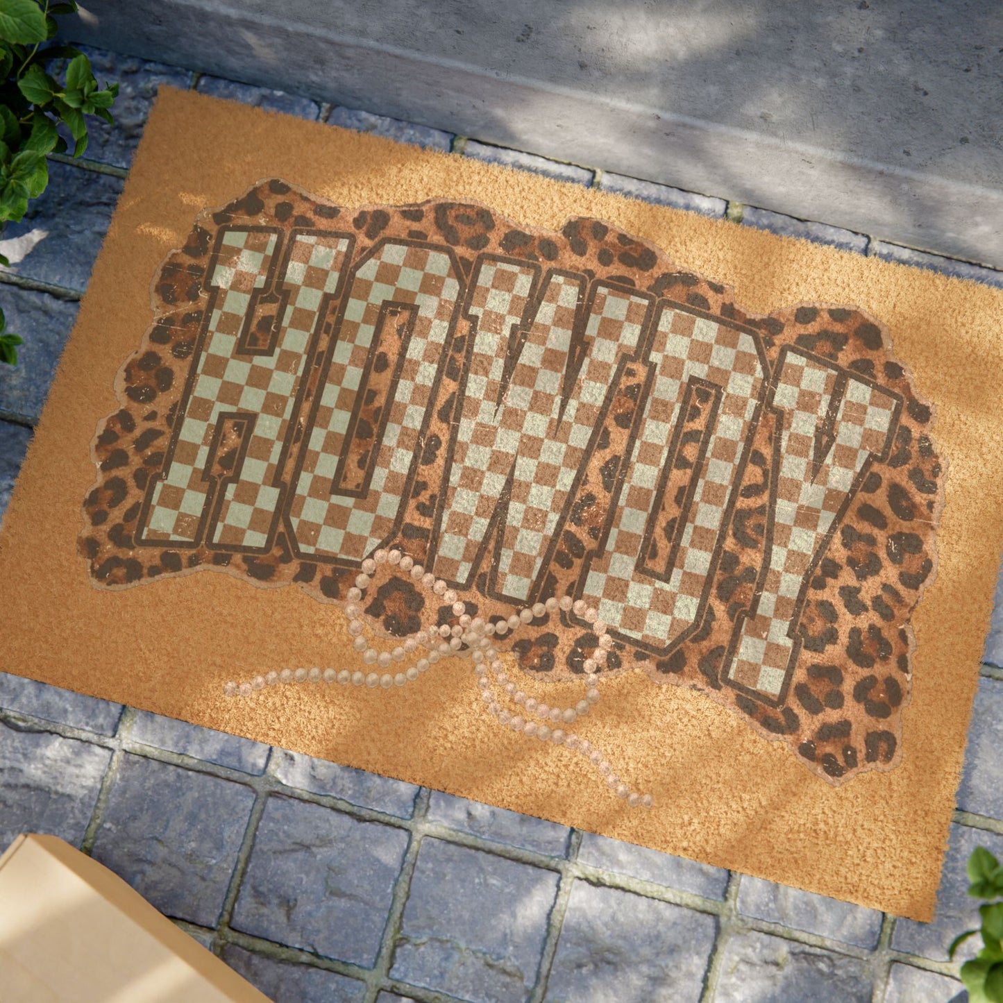 Doormat — Leopard Plaid 'Howdy' Welcome Mat