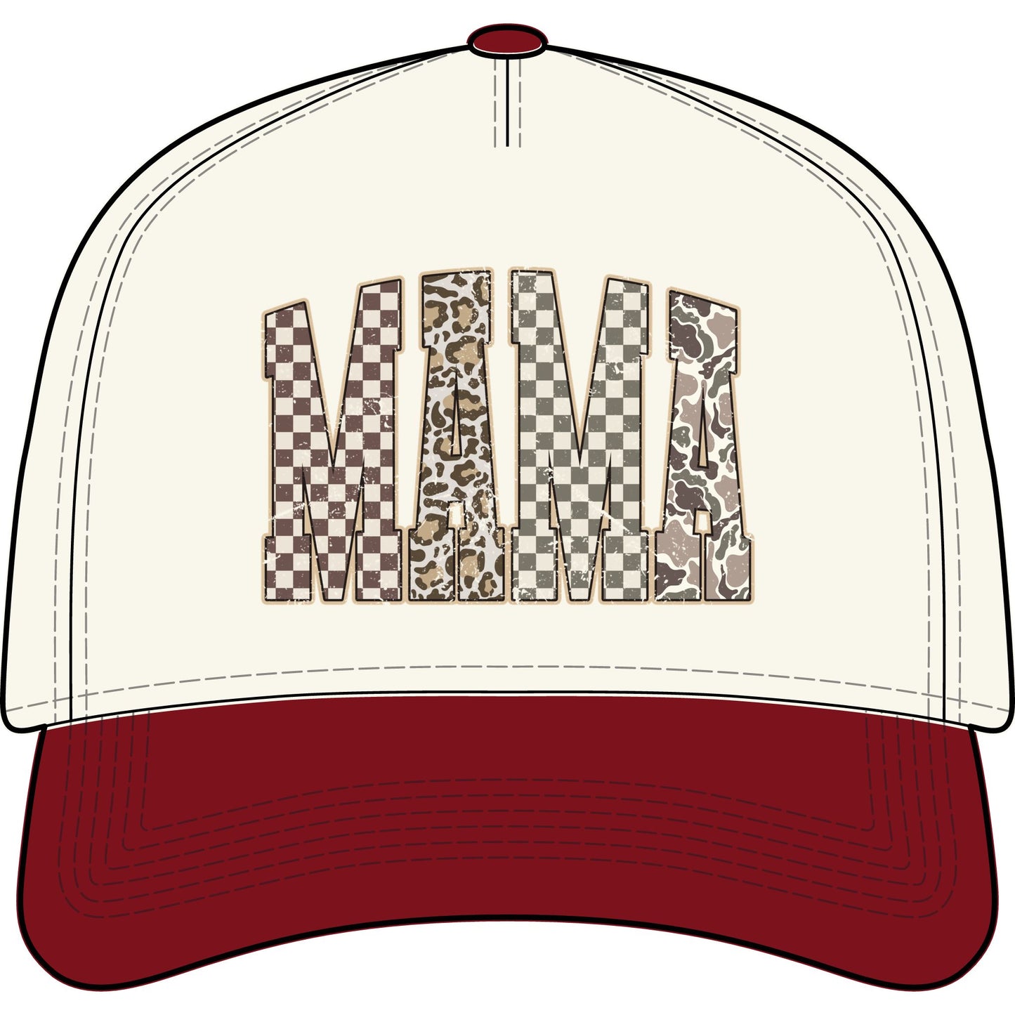 Leopard & Checkerboard Mama  Hat