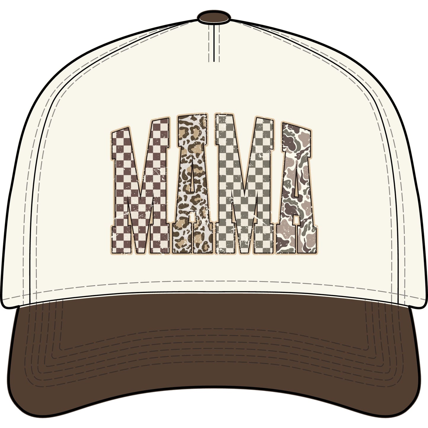 Leopard & Checkerboard Mama  Hat