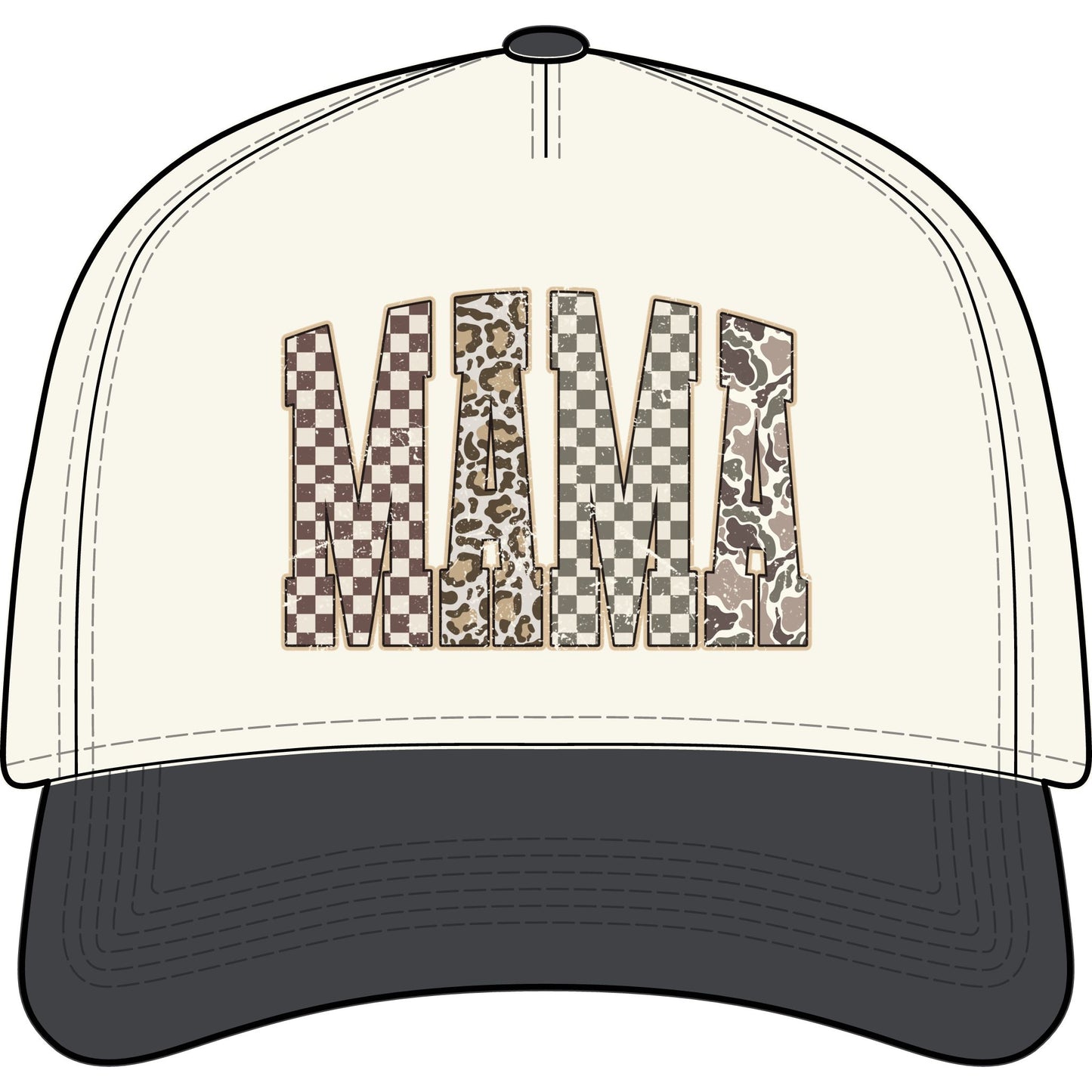 Leopard & Checkerboard Mama  Hat