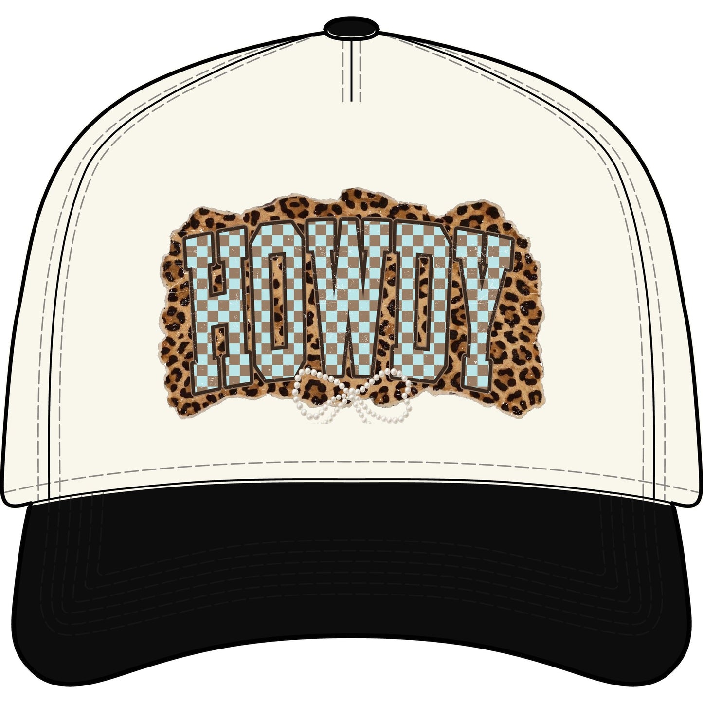 Western Cowgirl Leopard & Checkered Trucker Hat