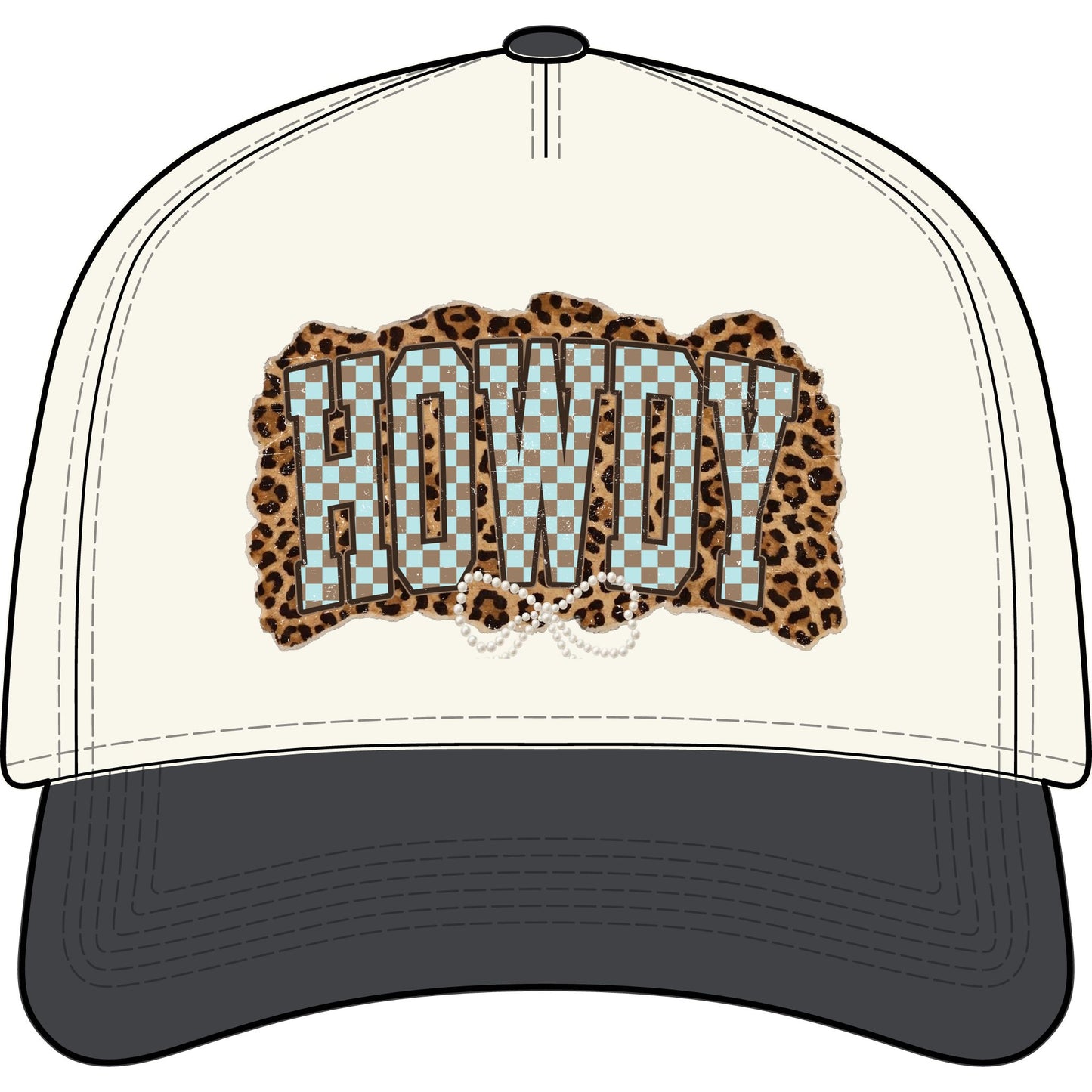 Western Cowgirl Leopard & Checkered Trucker Hat