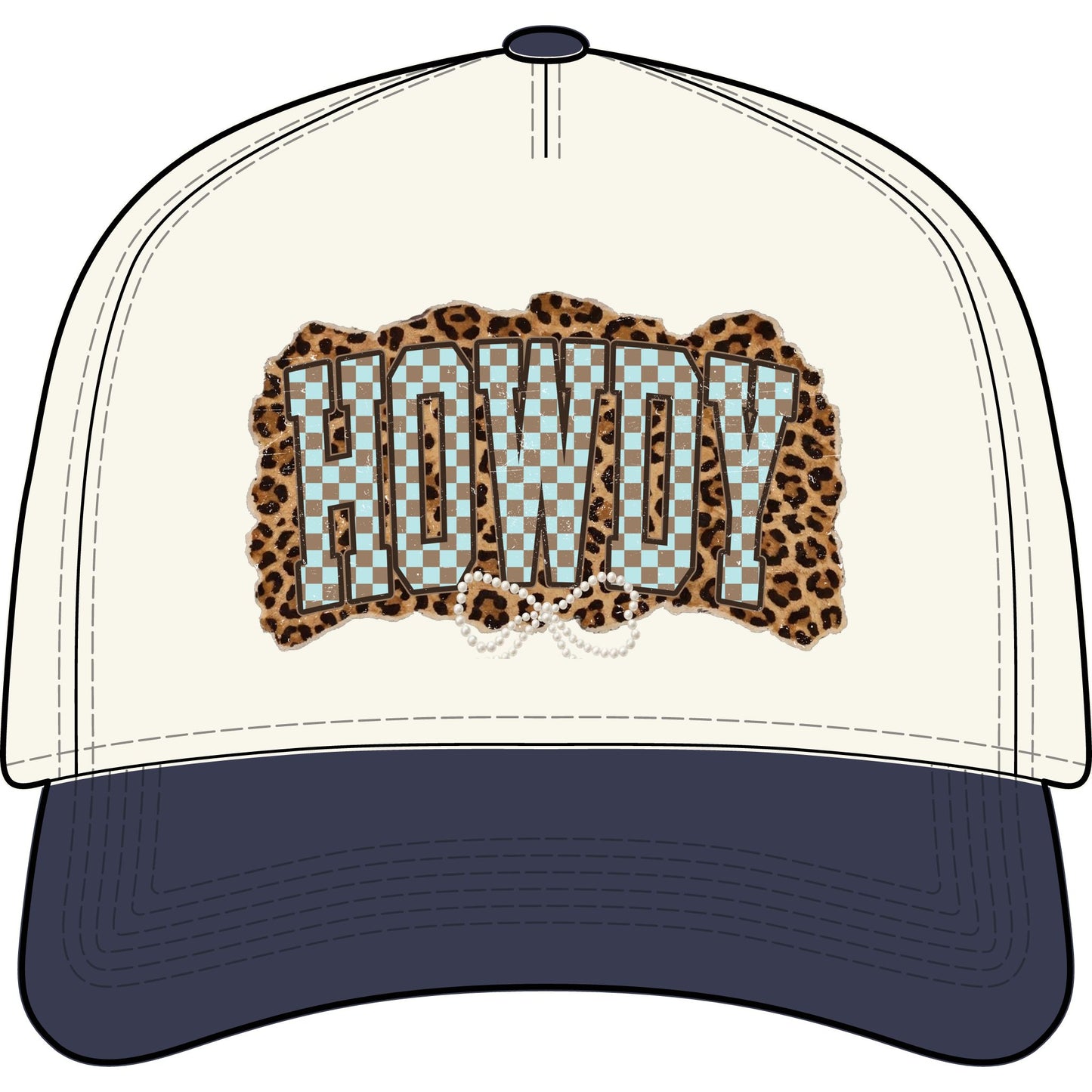 Western Cowgirl Leopard & Checkered Trucker Hat