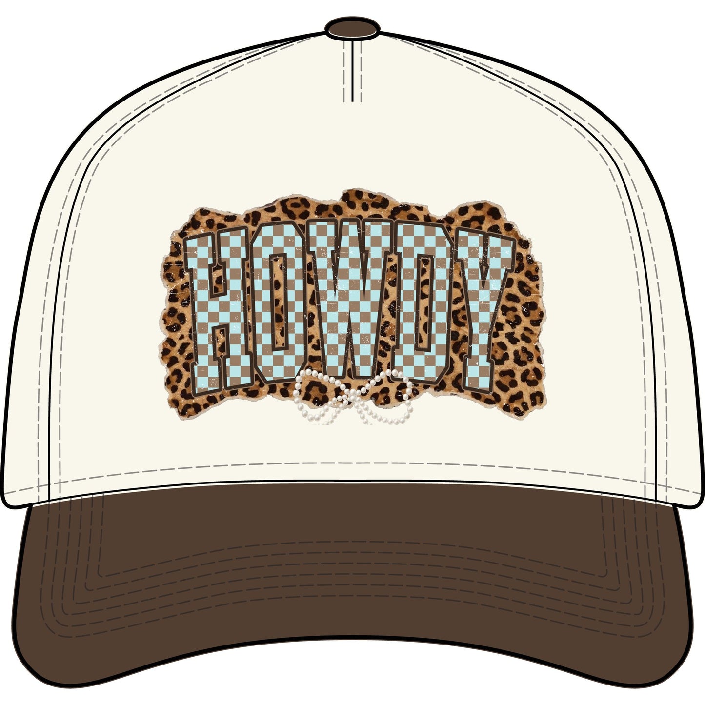 Western Cowgirl Leopard & Checkered Trucker Hat