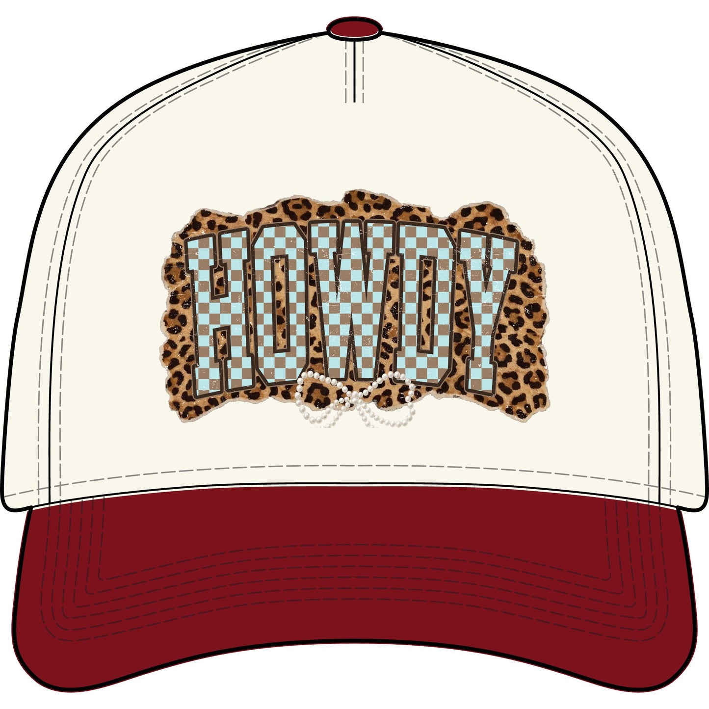 Western Cowgirl Leopard & Checkered Trucker Hat