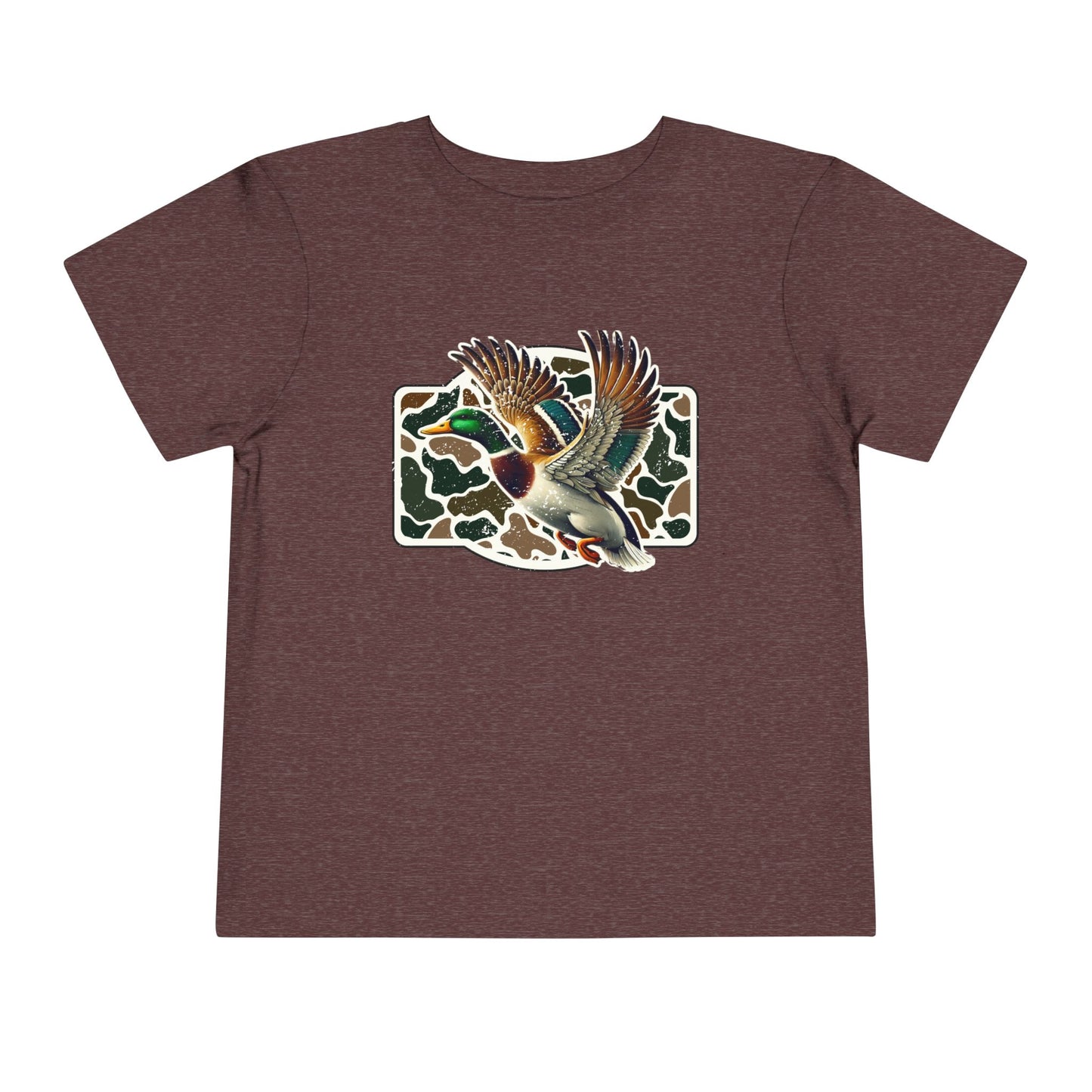 Toddler Tee — Flying Mallard Duck Graphic (Kids Hunting/Camo Outfit)