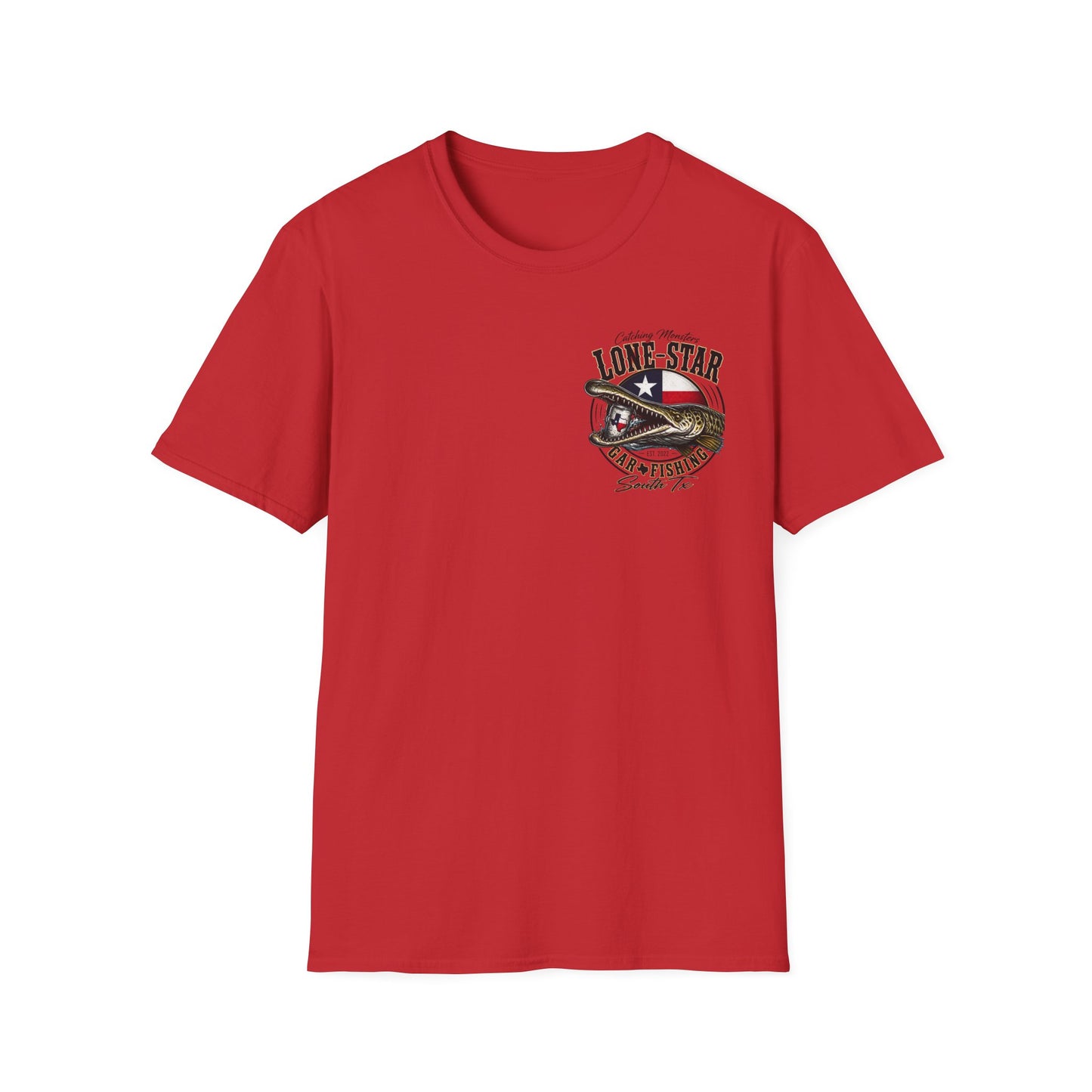 Lone-Star Fishing T-Shirt — "Catching Monster" Texas Flag Bass Shirt