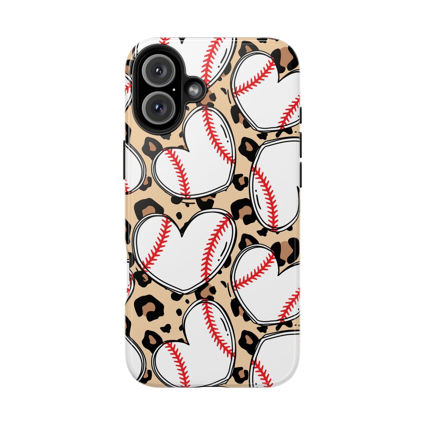 Leopard Baseball Heart Tough Phone Case