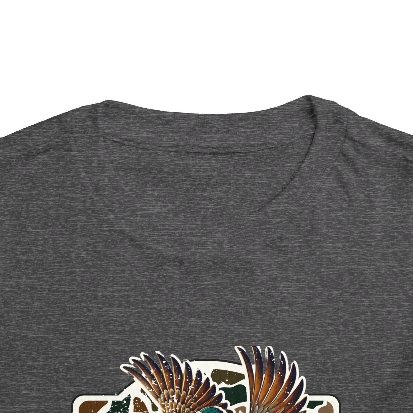 Toddler Tee — Flying Mallard Duck Graphic (Kids Hunting/Camo Outfit)