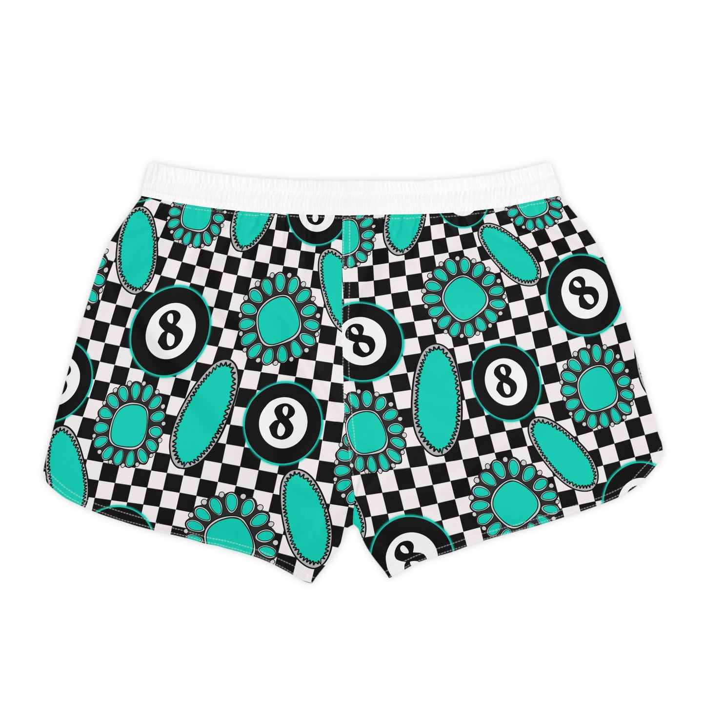 Retro Checkerboard 8-Ball Floral Women's Casual Shorts