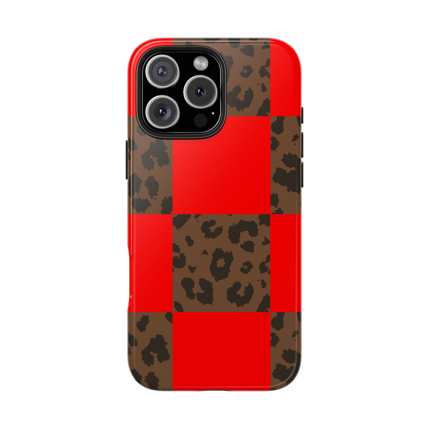 Red Buffalo Plaid Leopard Tough Phone Case