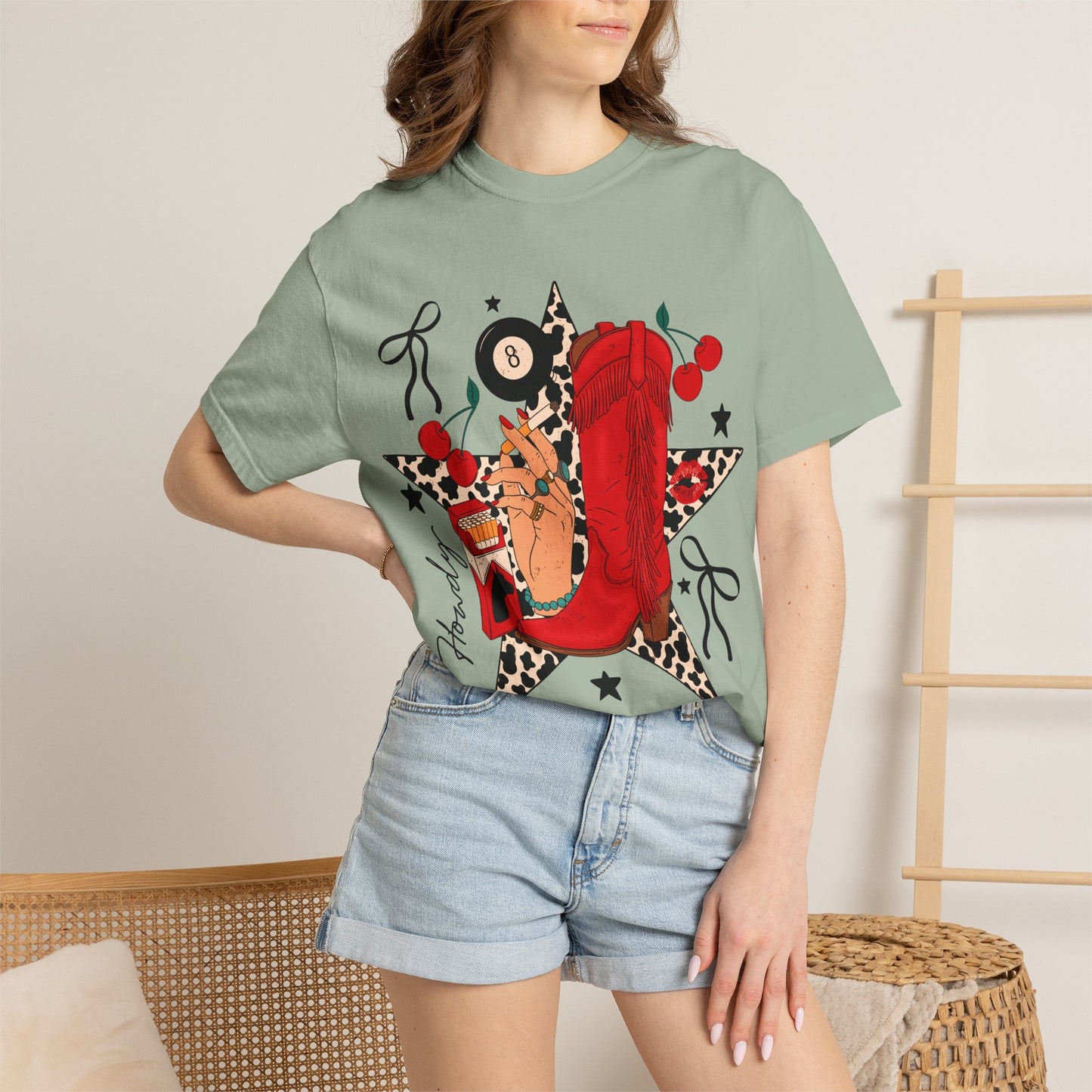 Graphic T-Shirt Cowgirl Boot & Star Design