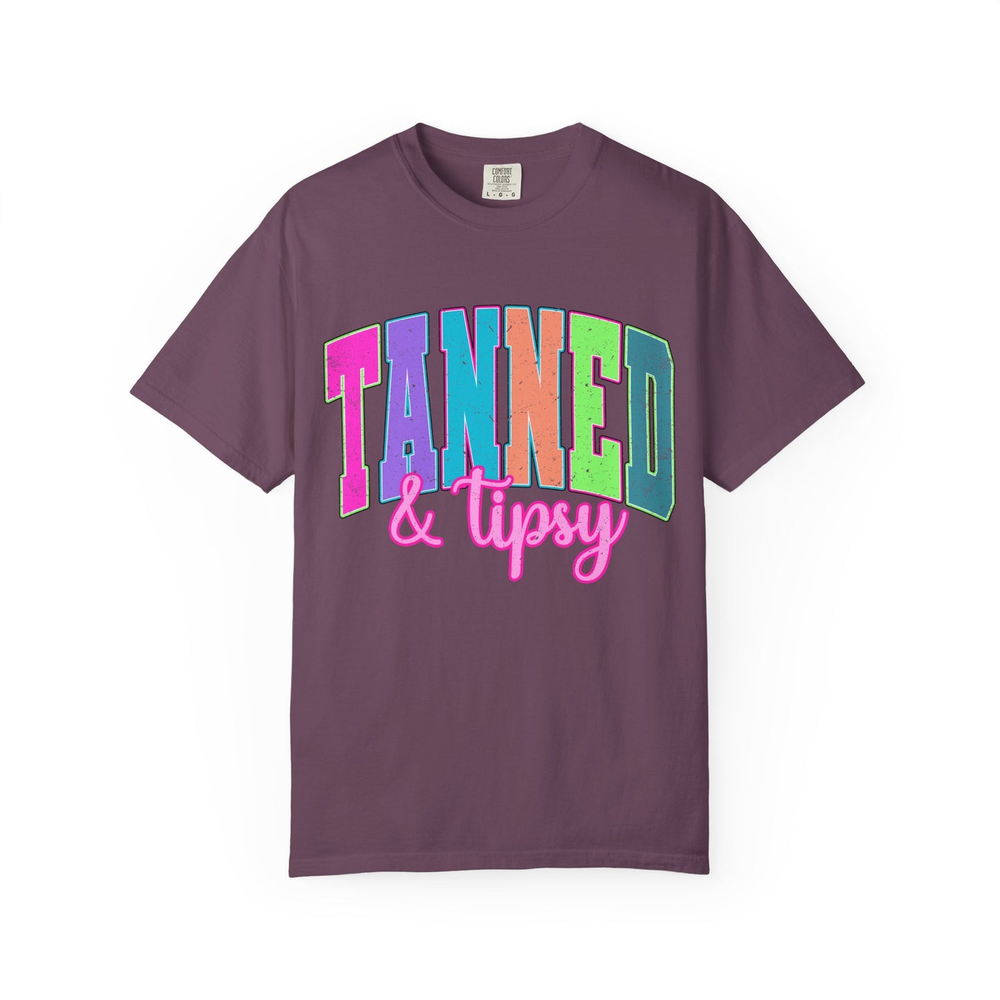 "Tanned & Tipsy" Colorful Beach Graphic Tee
