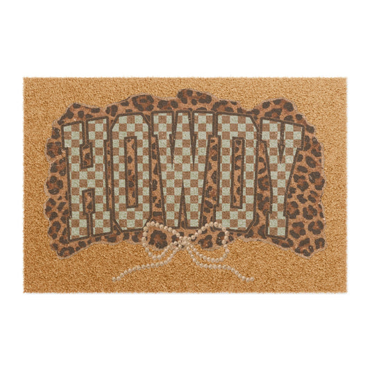 Doormat — Leopard Plaid 'Howdy' Welcome Mat