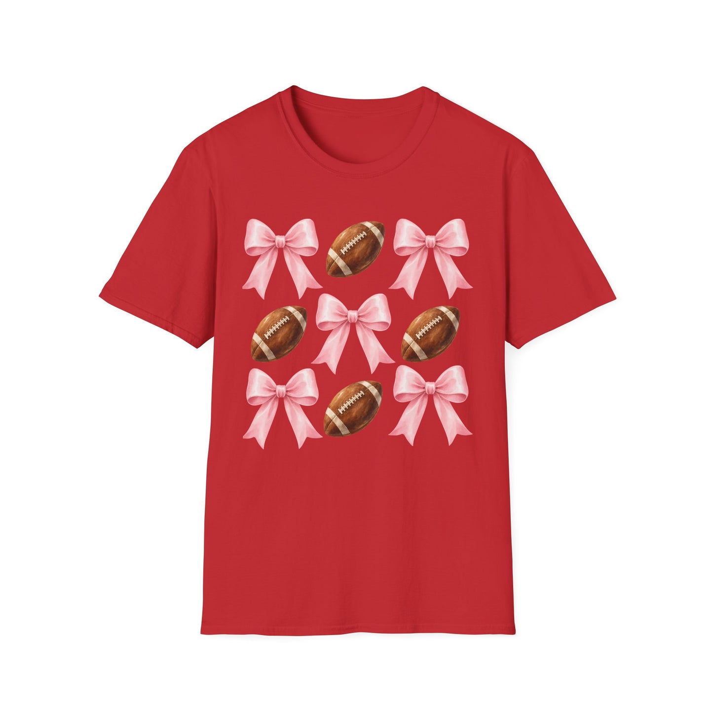 Pink Bow Football Tee — Cute Football Mom T‑Shirt for Game Day