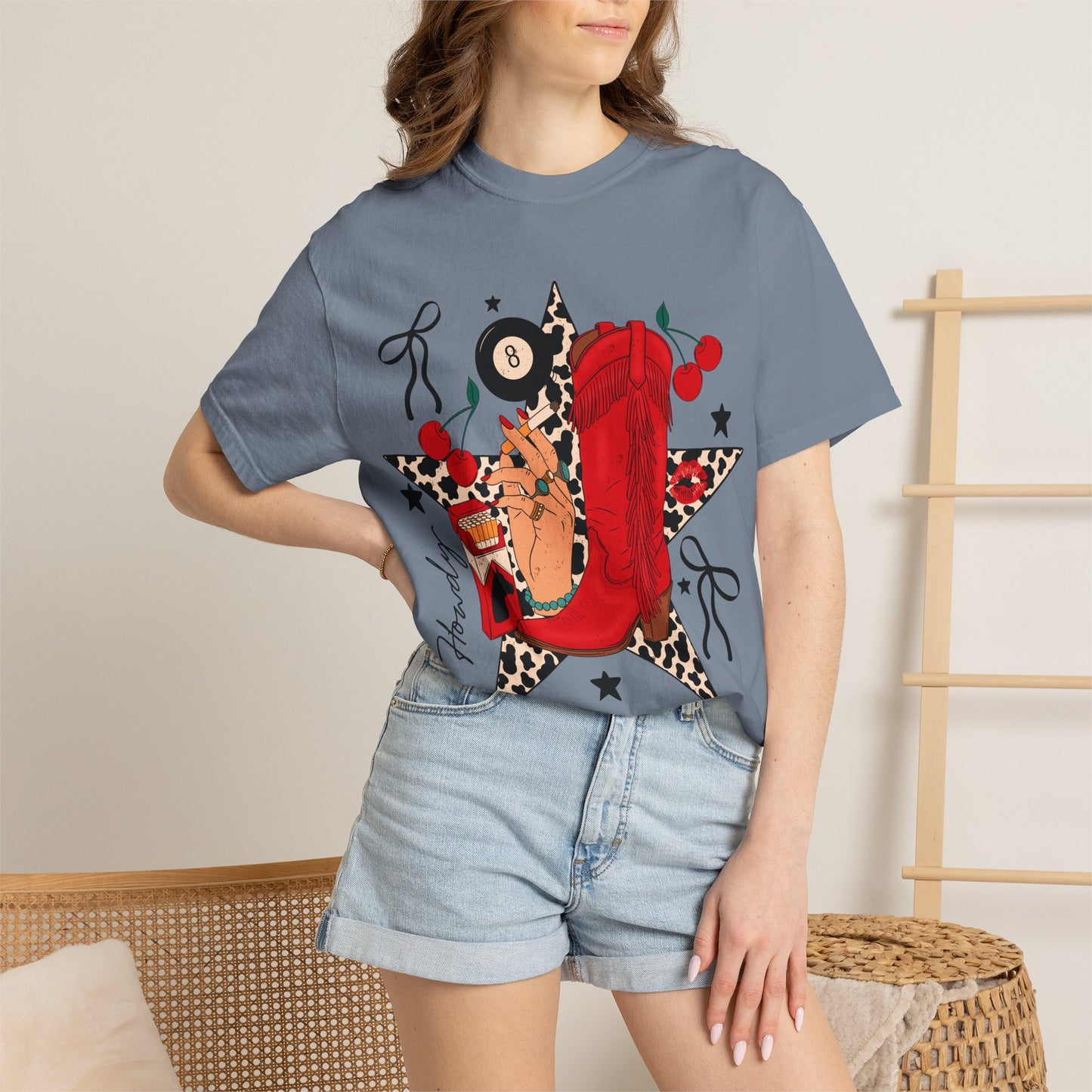 Graphic T-Shirt Cowgirl Boot & Star Design