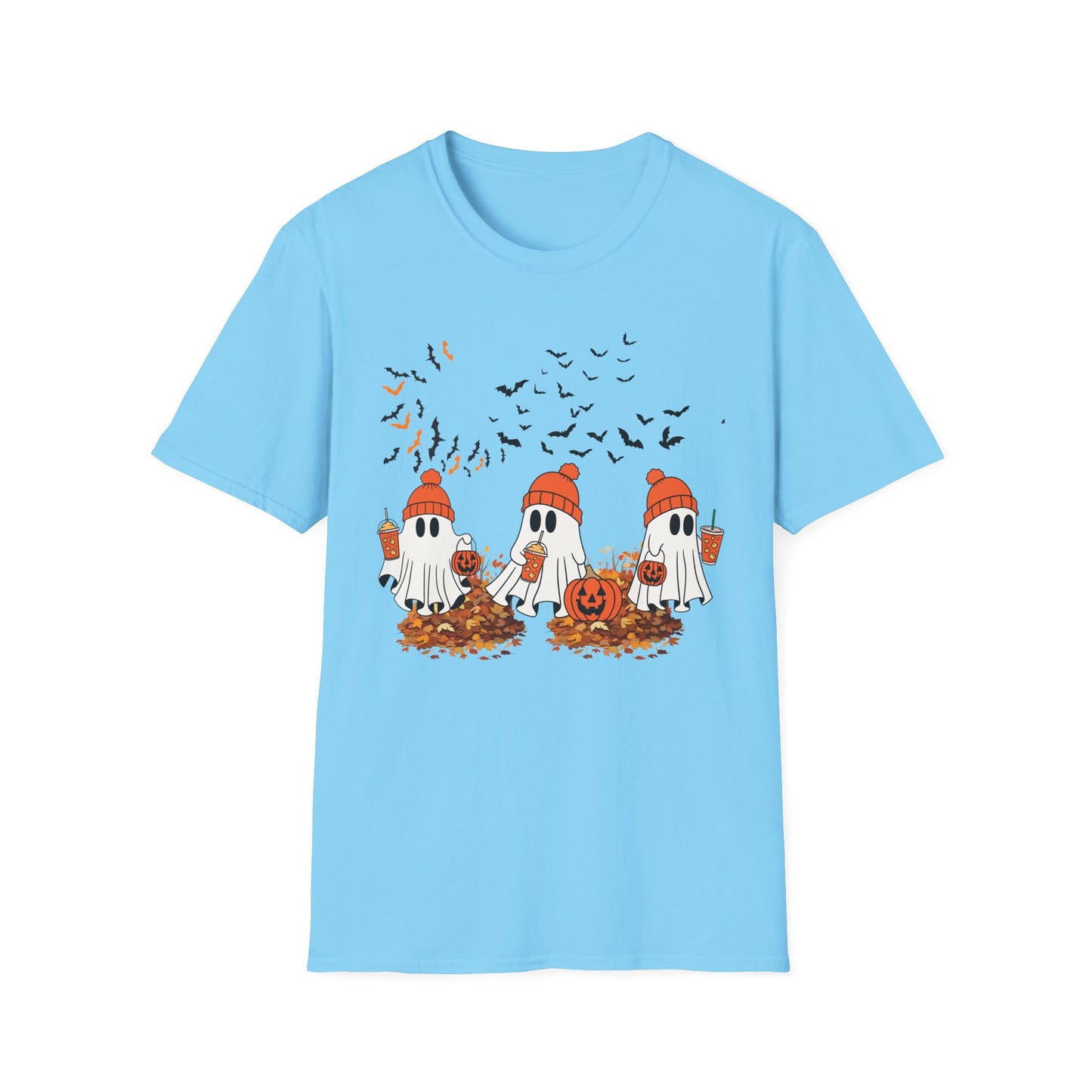 Cute Halloween Ghosts T-Shirt — Pumpkin Patch & Bats Fall Tee