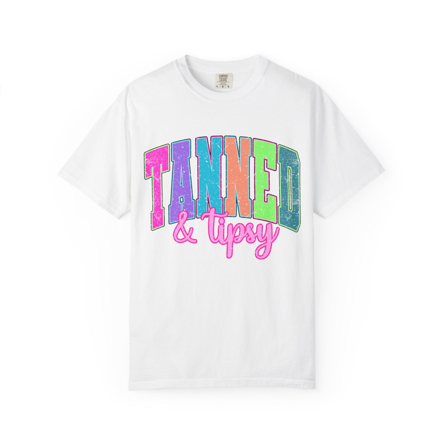 "Tanned & Tipsy" Colorful Beach Graphic Tee