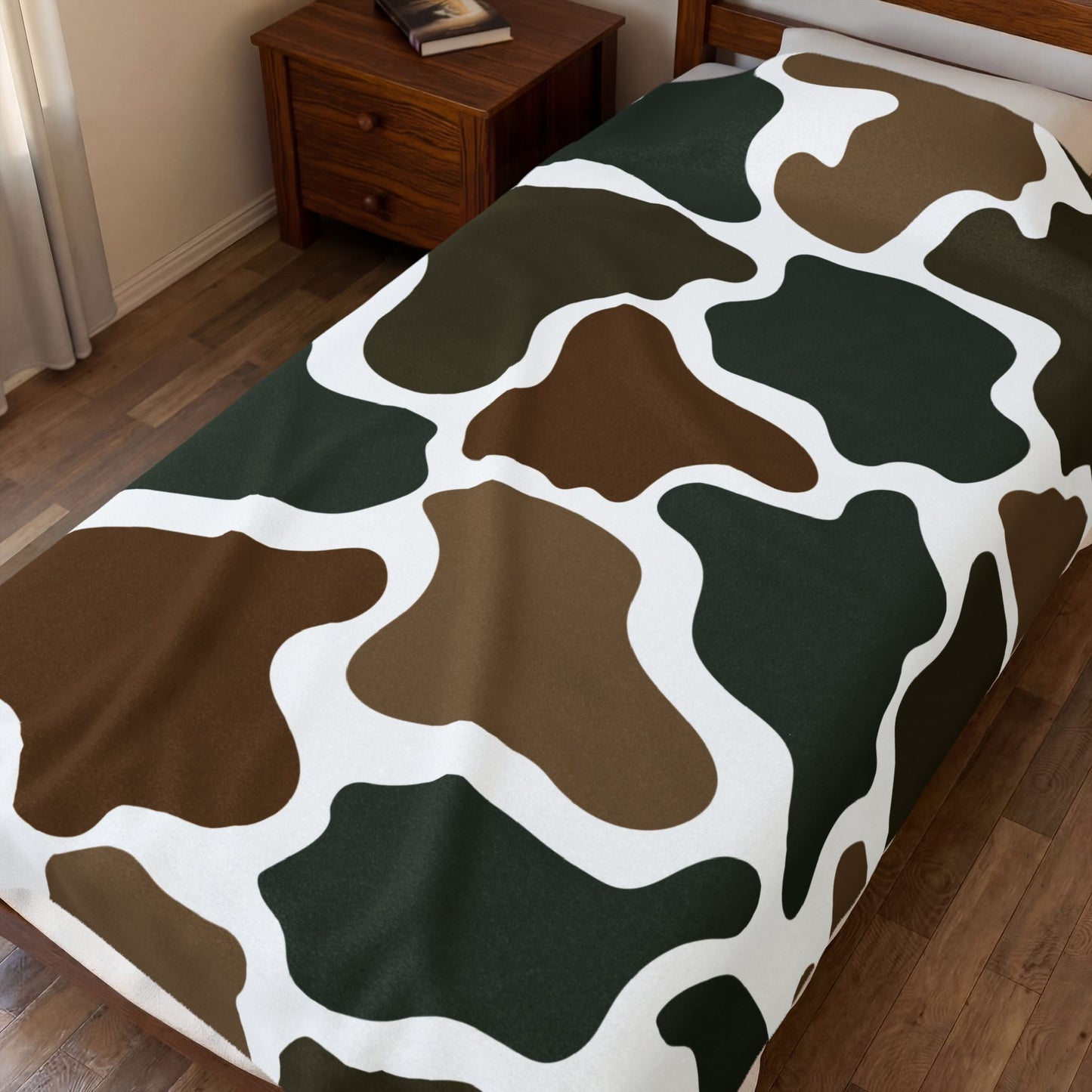 Cozy Green & Brown Camo Throw