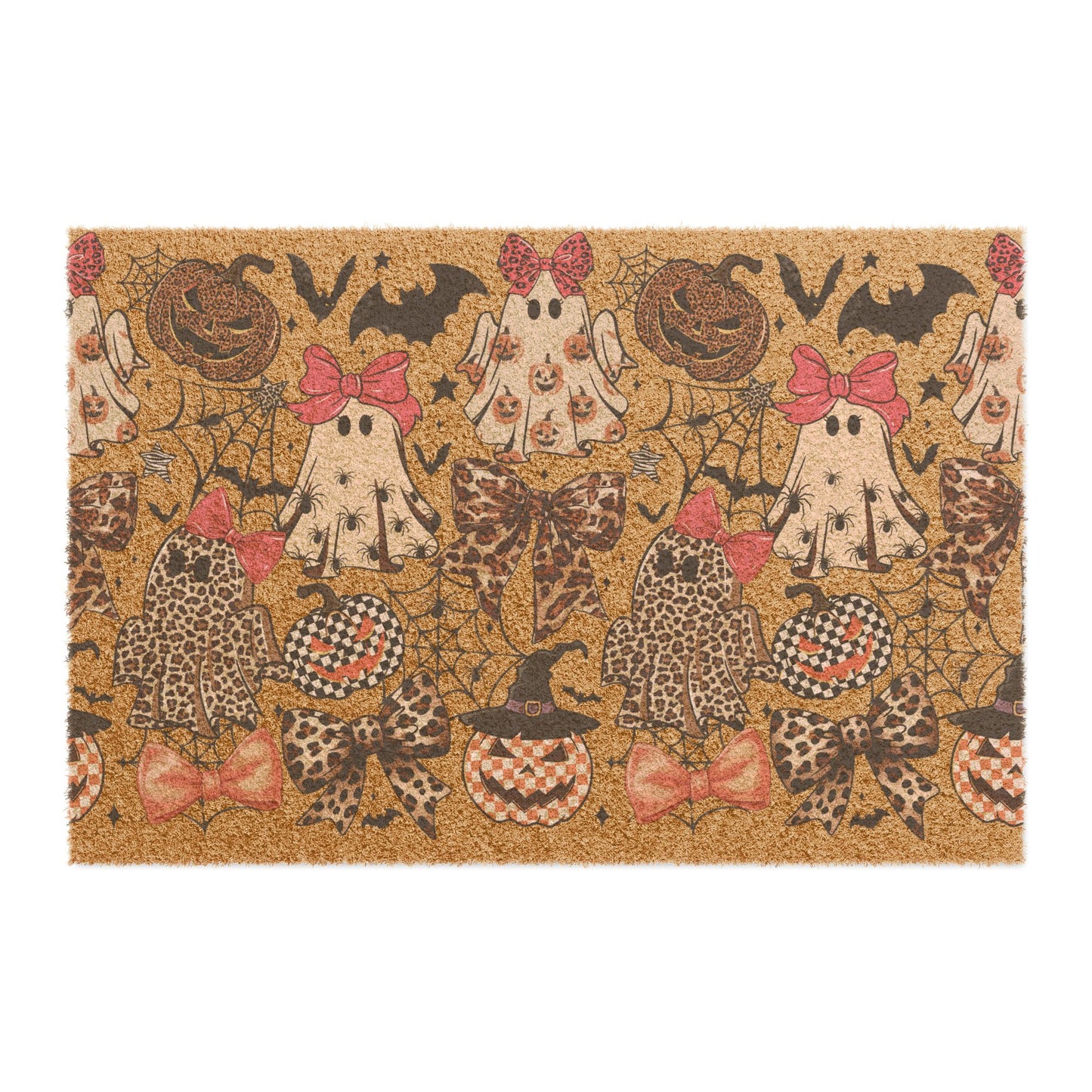 Halloween Ghosts & Leopard Pumpkin Doormat
