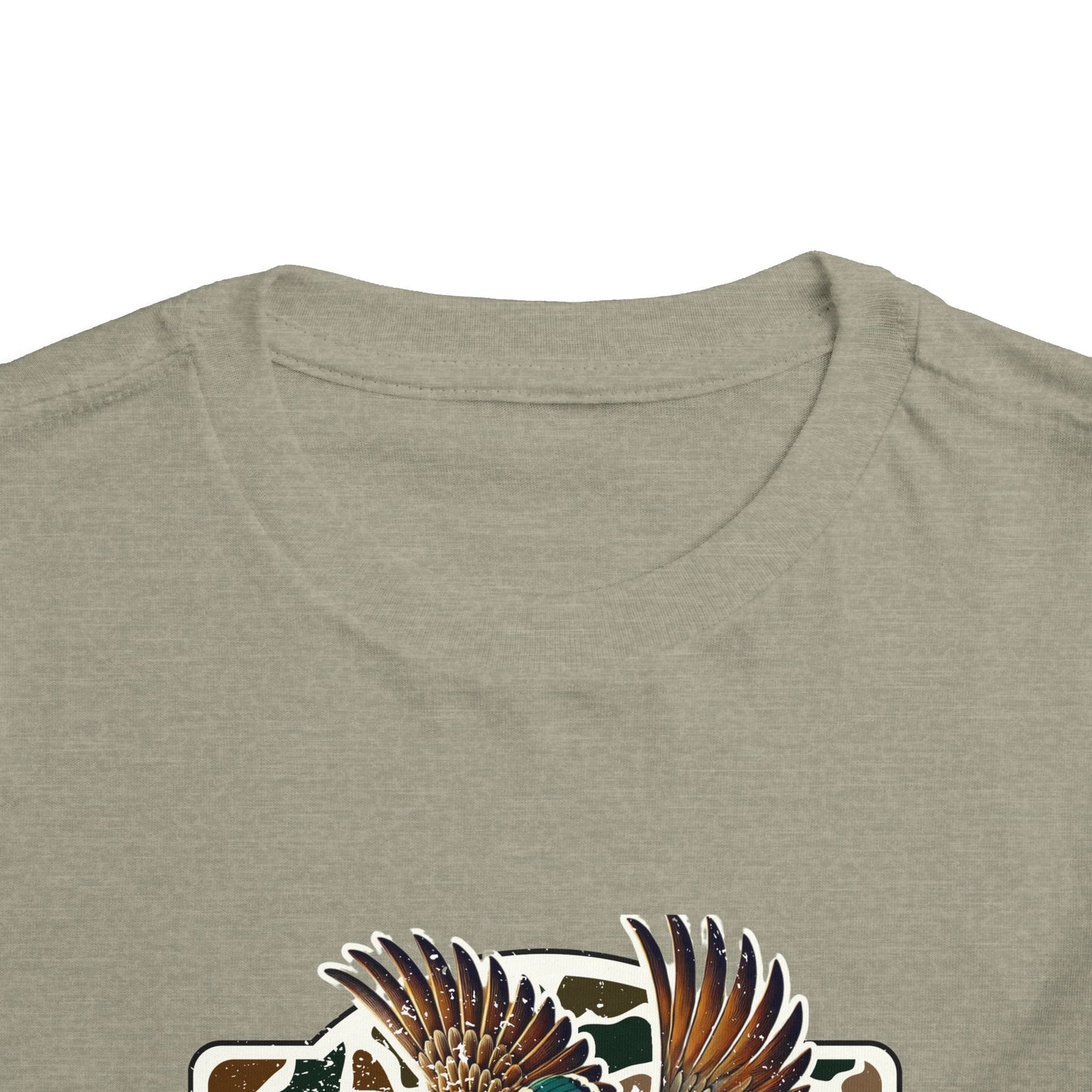 Toddler Tee — Flying Mallard Duck Graphic (Kids Hunting/Camo Outfit)