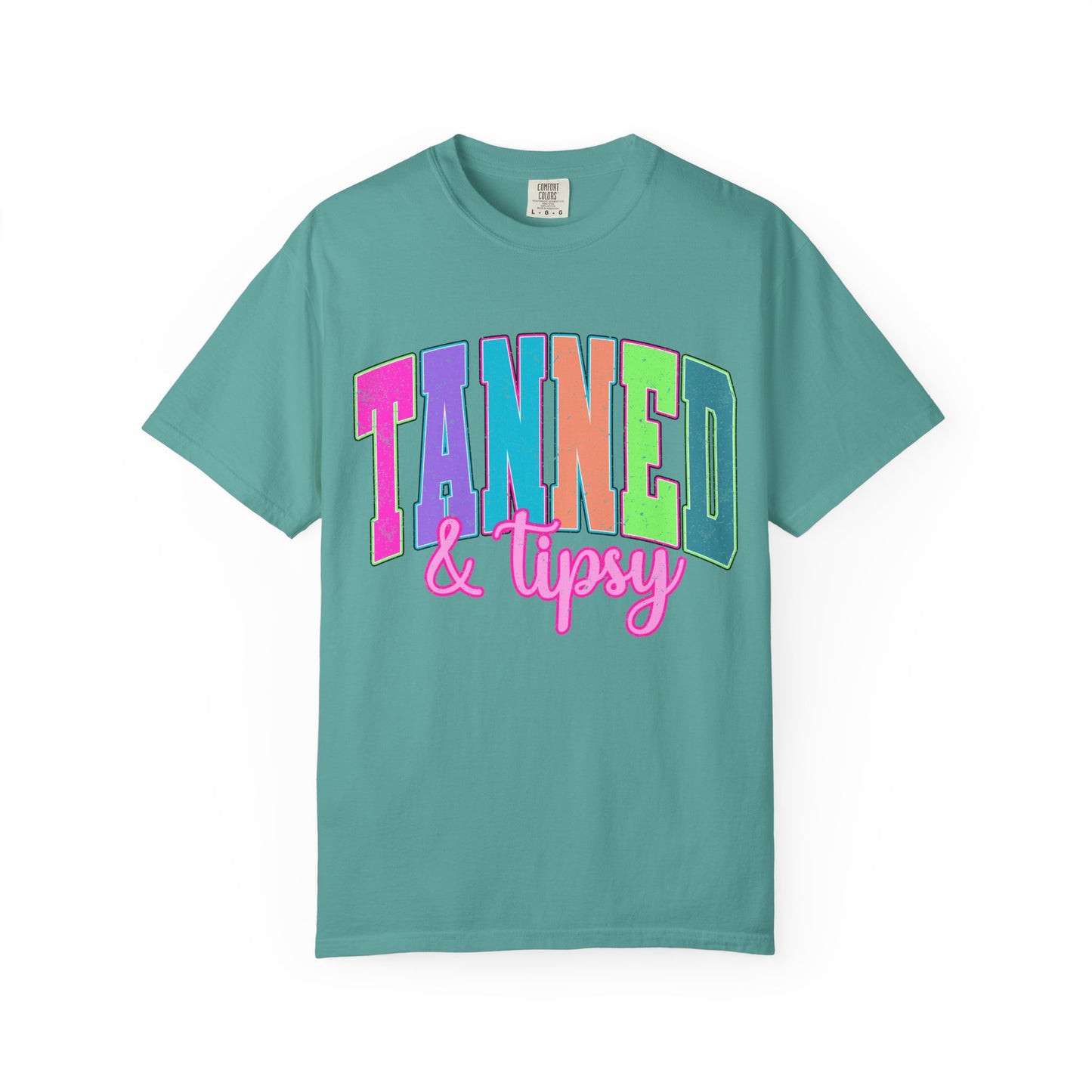 "Tanned & Tipsy" Colorful Beach Graphic Tee