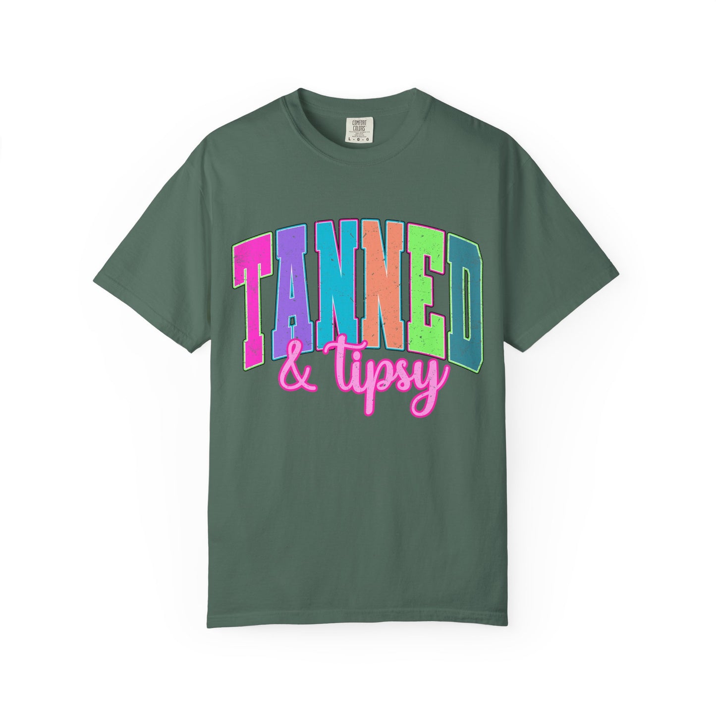 "Tanned & Tipsy" Colorful Beach Graphic Tee