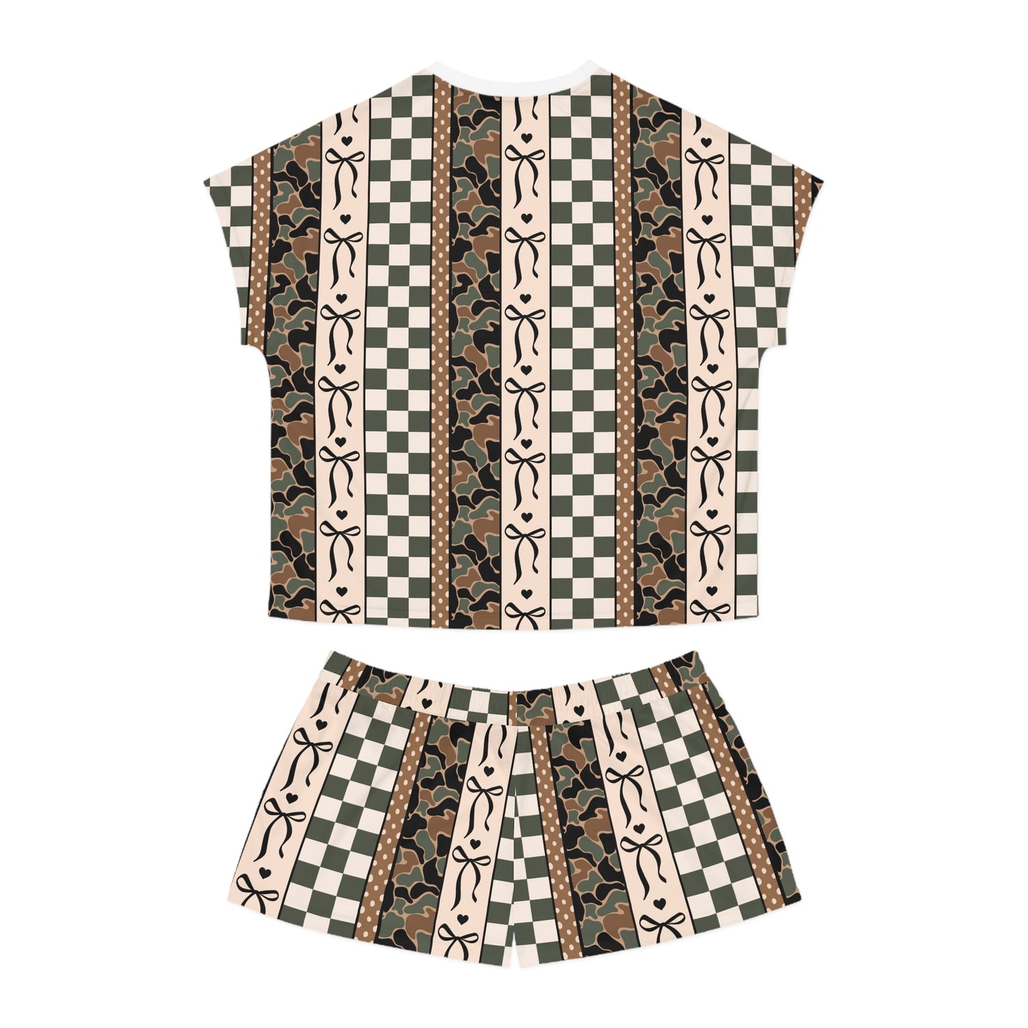 Women's Checkered Bow Pajama Set
