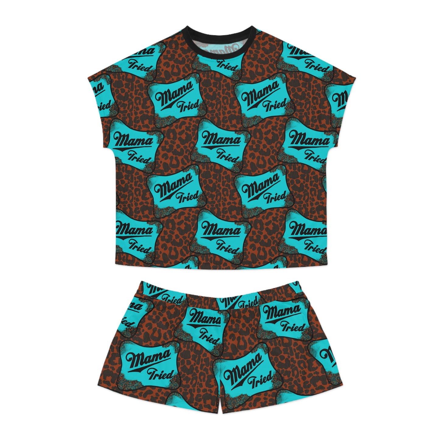 Mama Tried Leopard Print Women's Short Pajama Set