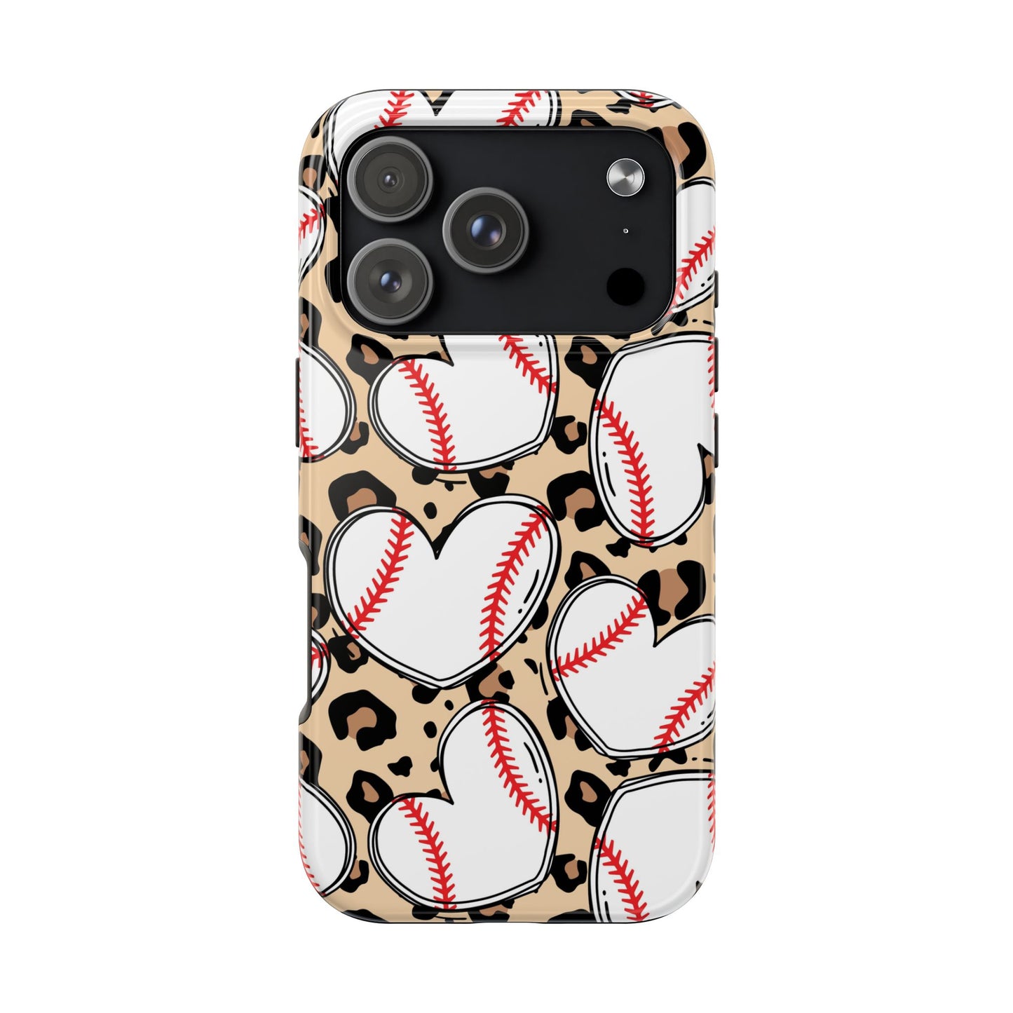 Leopard Baseball Heart Tough Phone Case