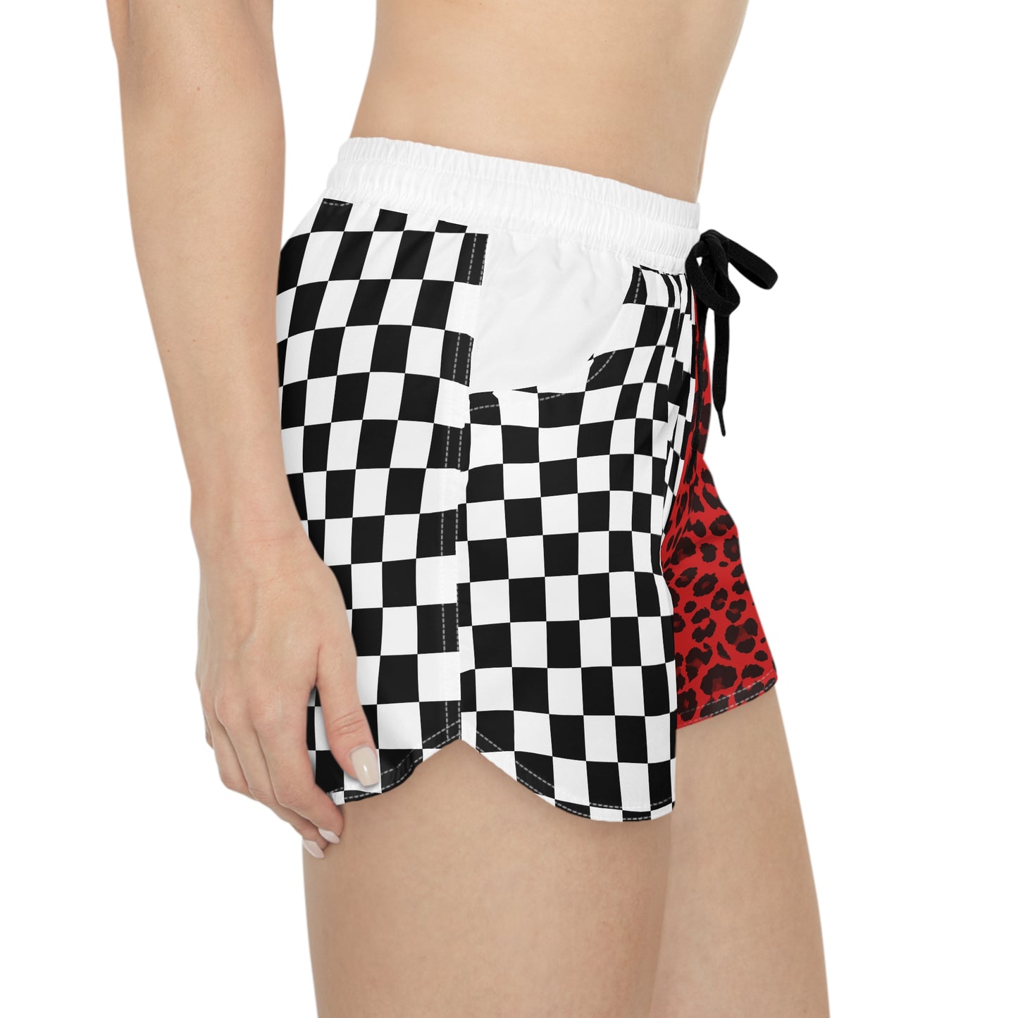 Checkerboard & Red Leopard Women's Casual Shorts
