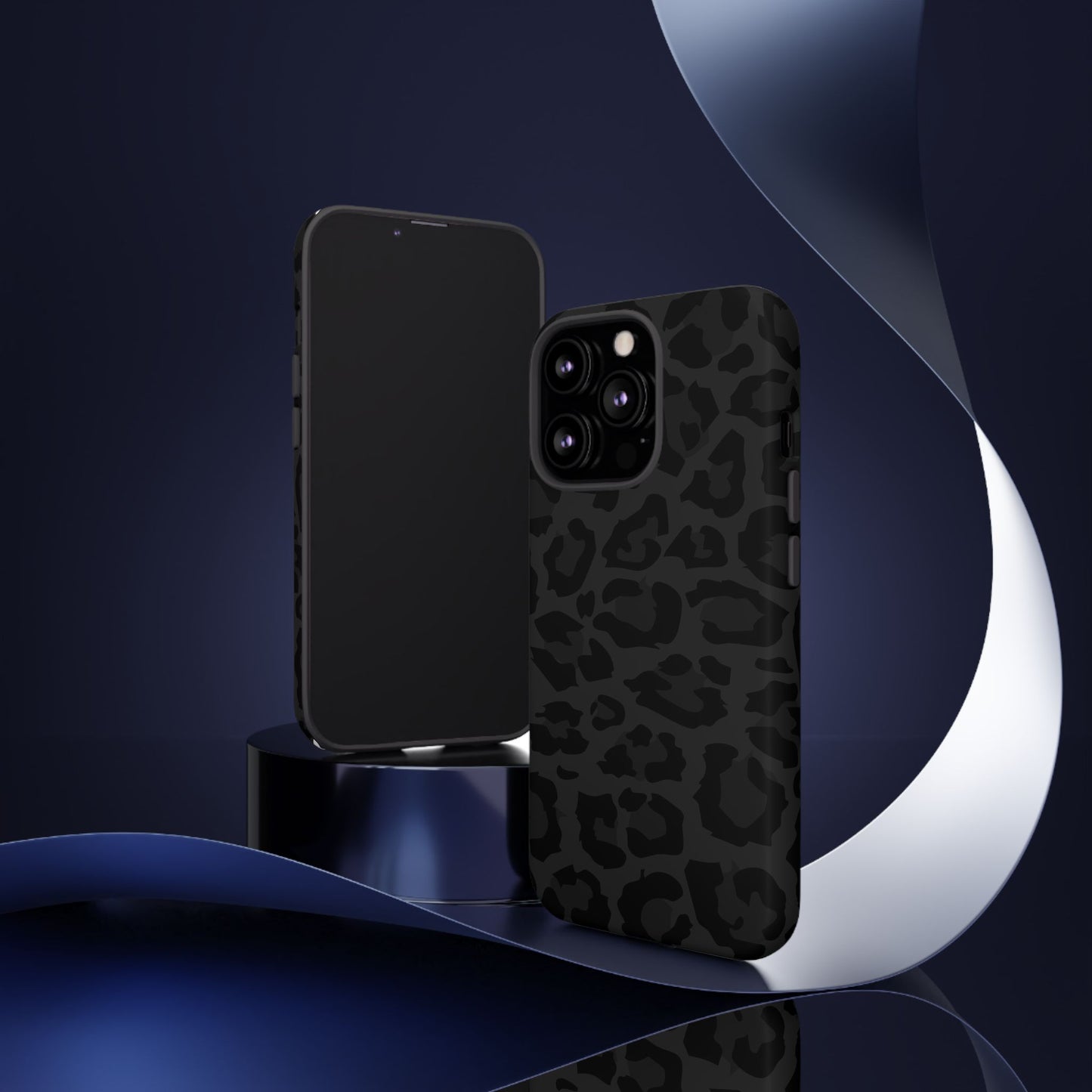 Black Leopard Print Tough Phone Case