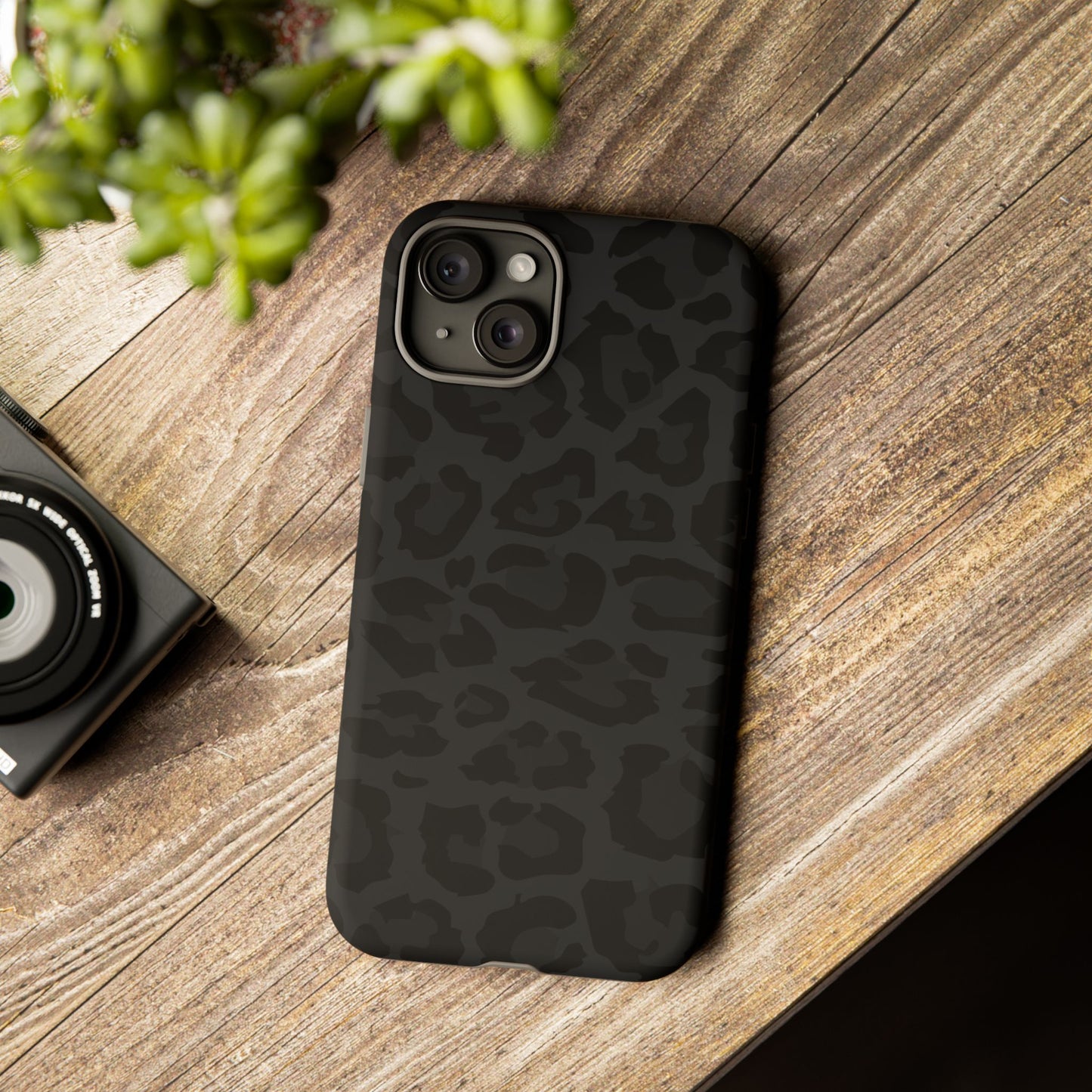 Black Leopard Print Tough Phone Case