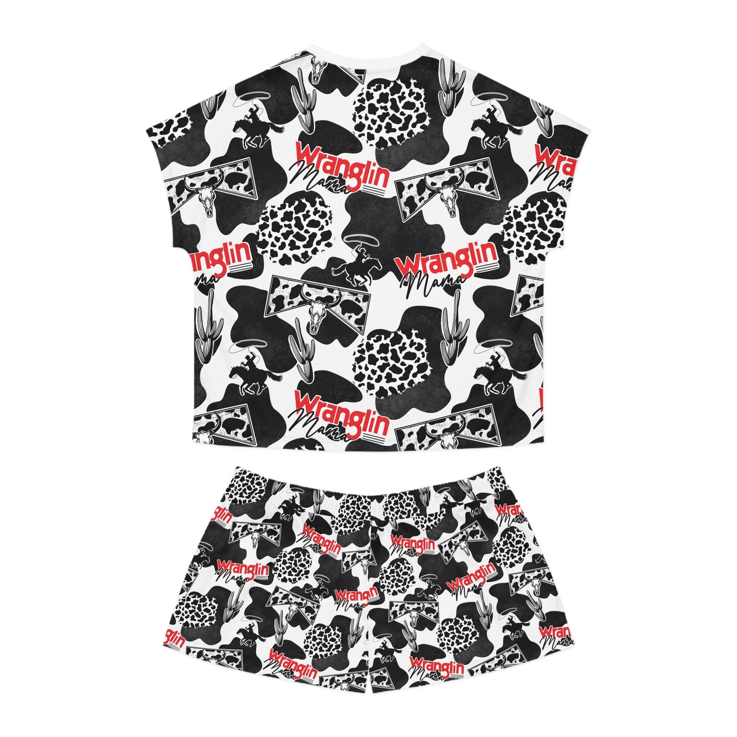 Black & White Cowgirl Pattern "Wranglin" Short PJ Set