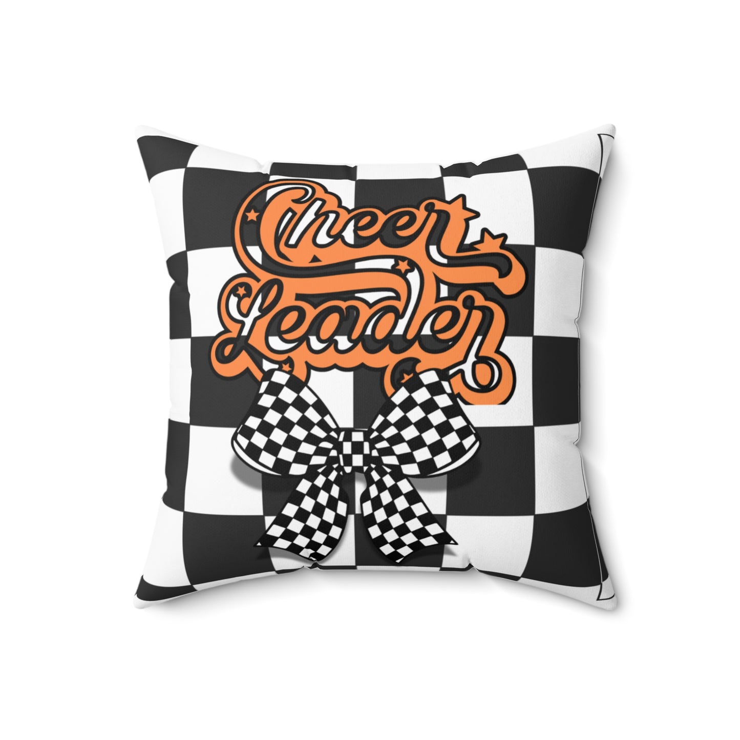Cheerleader Checkerboard Pillow — Black & White Bow Decorative Throw Pillow