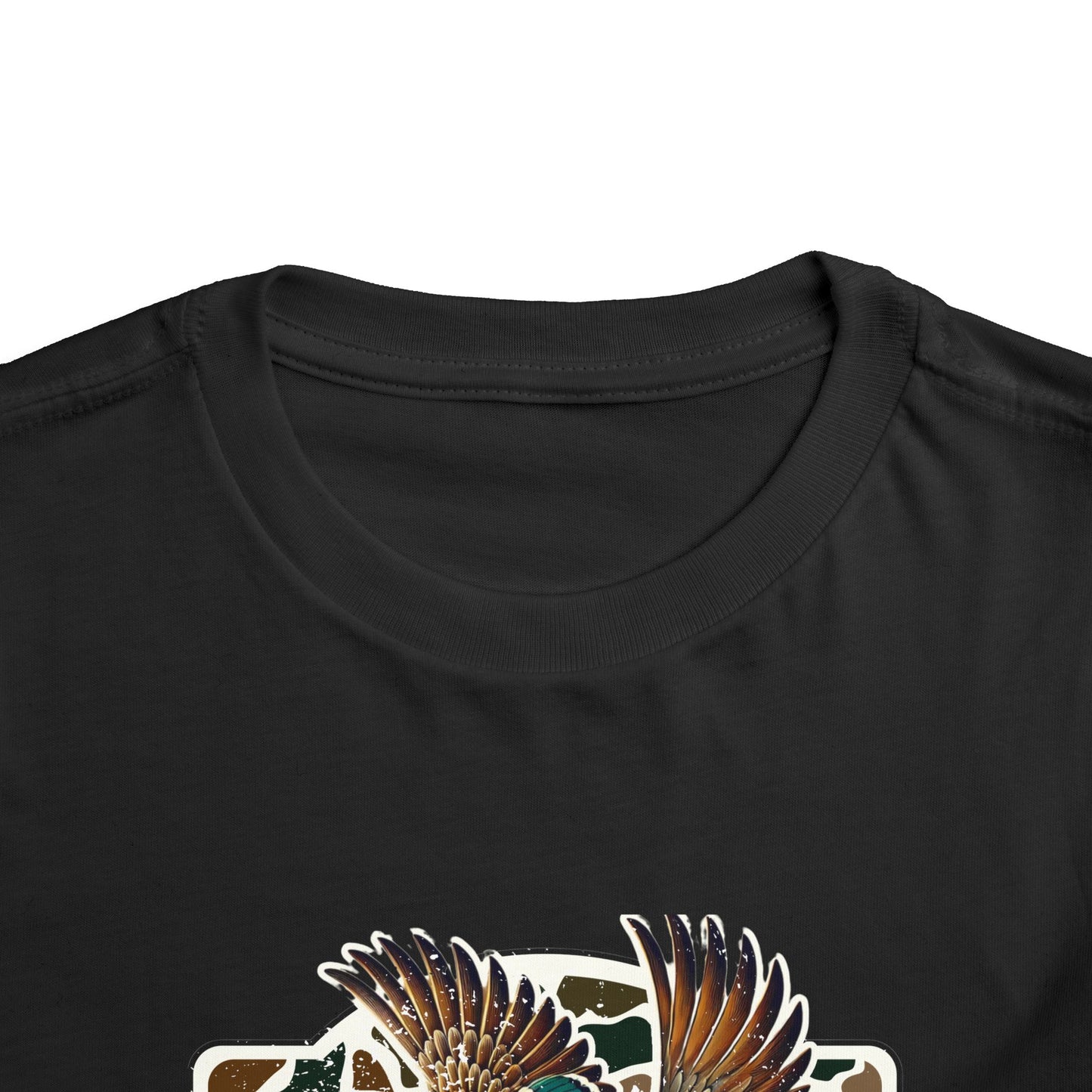 Toddler Tee — Flying Mallard Duck Graphic (Kids Hunting/Camo Outfit)